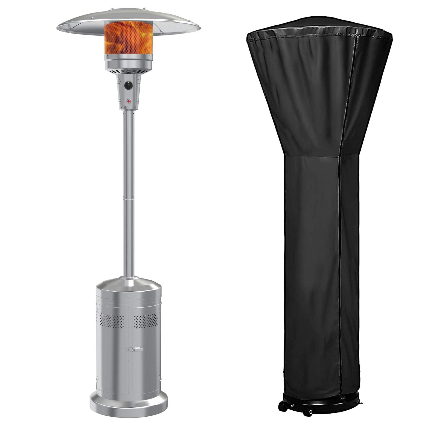 Gas Patio Heater with Wheels And Cover，48,000 BTU of Outdoor Portable LP Propane Commercial Heater ，automatically shuts off gas flow,with CSA Certified for Garden