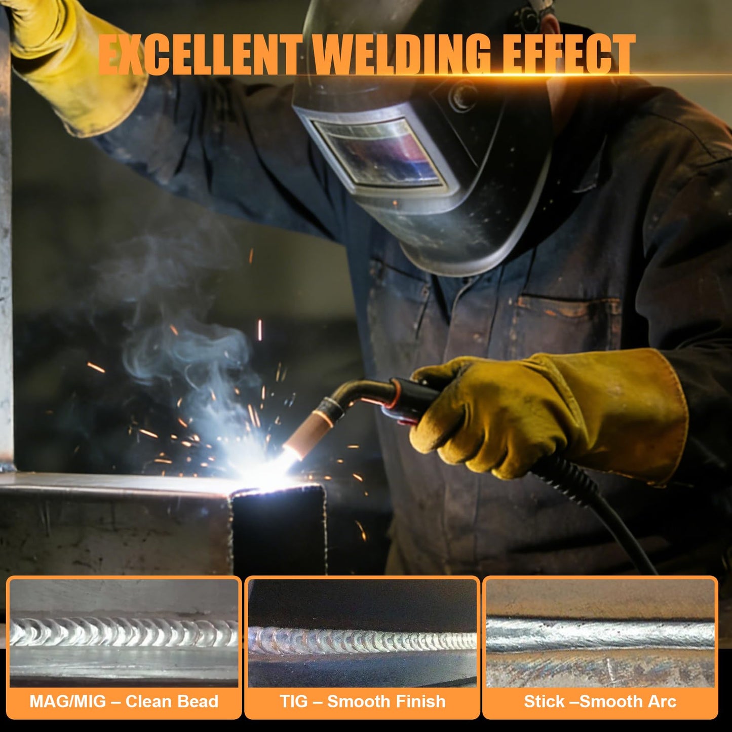 HIZONE MIG-200PRO MIG Welder & HIZONE E71T-GS .030inch-2lb Flux Core Welding Wire, 1-Pack