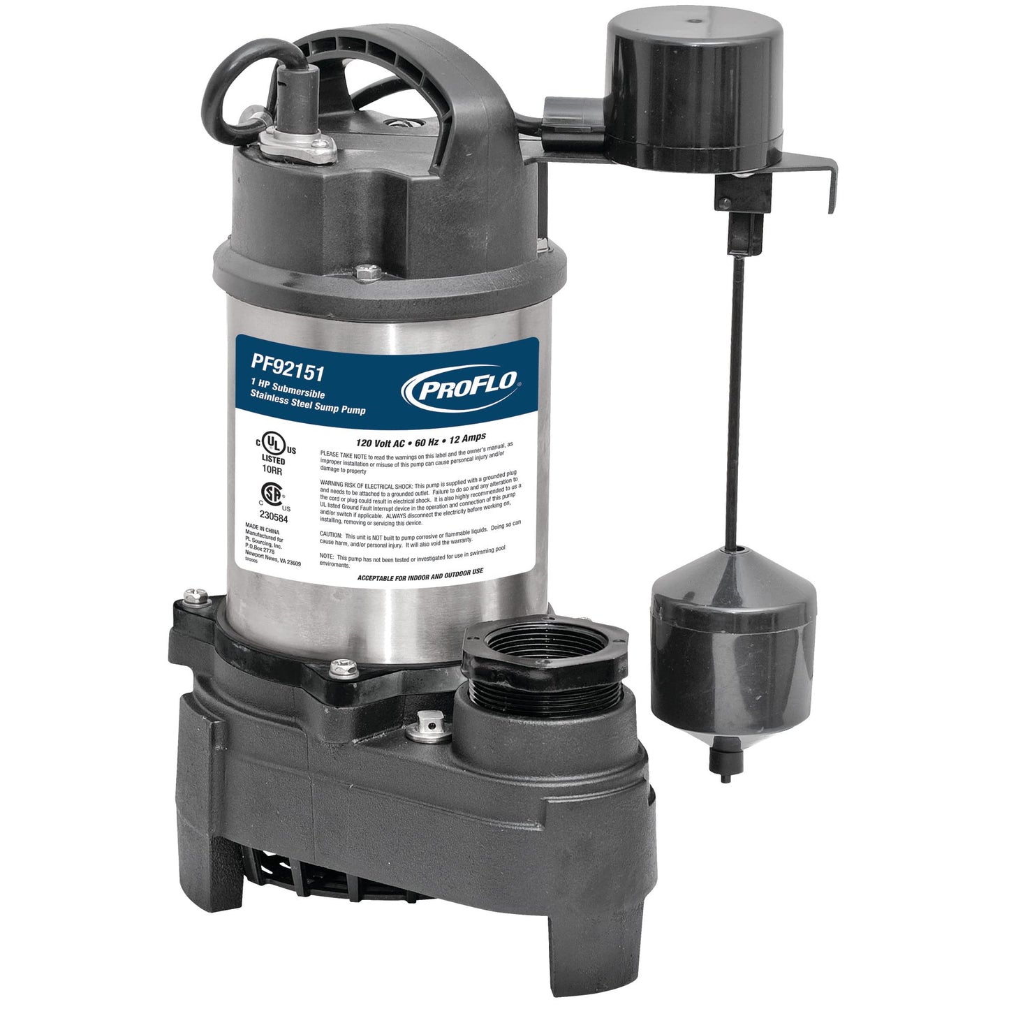 PROFLO PF92151 1 HP Stainless/Cast Iron Sump Pump - N/A