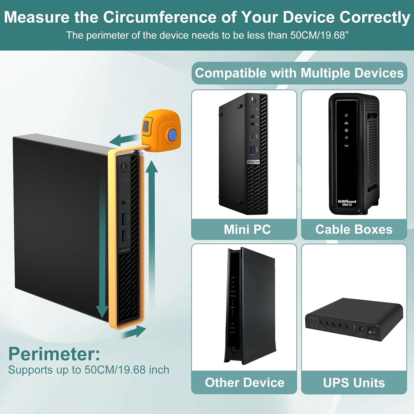 Bedycoon Universal Small Device VESA Mount can Connect VESA Arms, Adjustable Strap for MFF, Small Computers, Modems