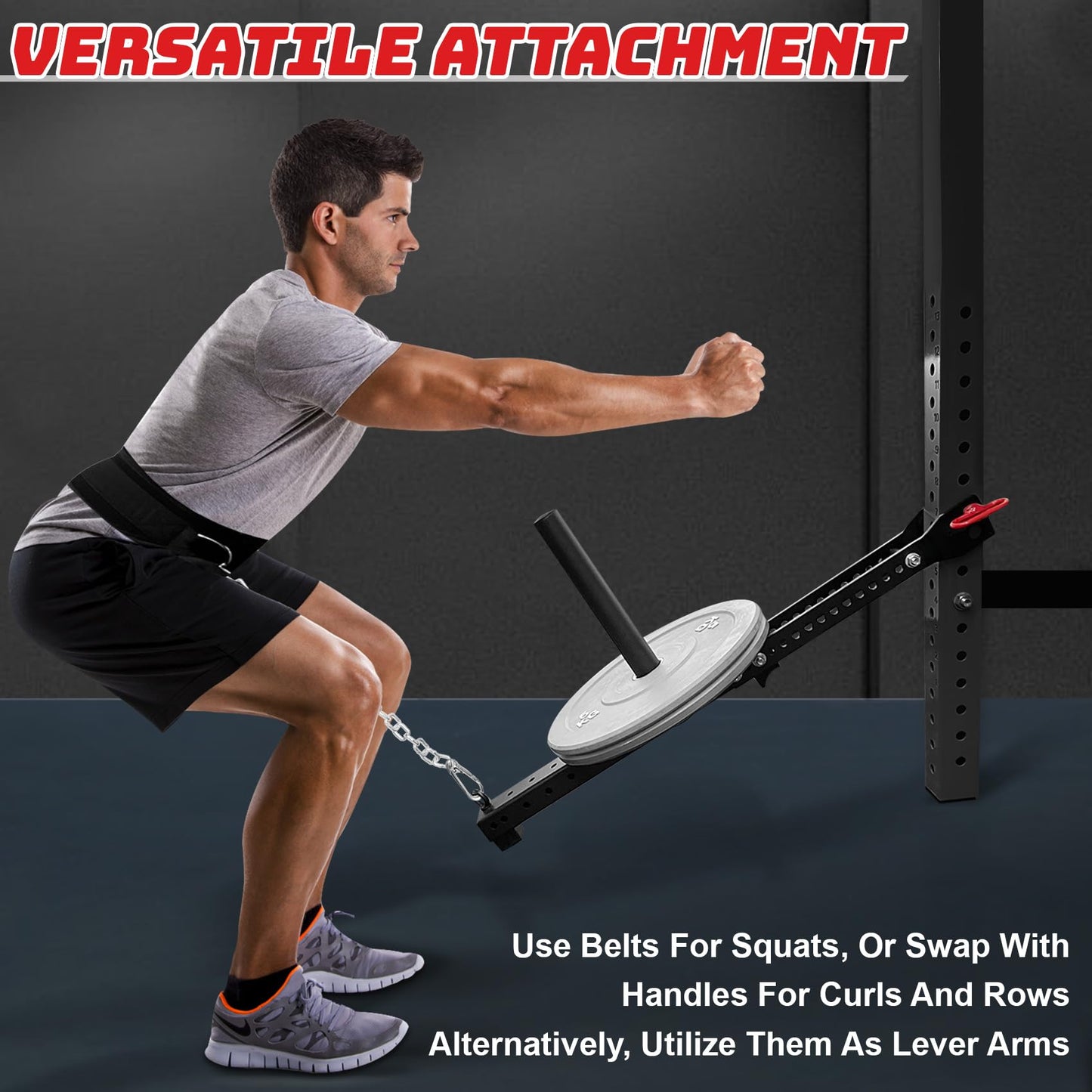Betollo Belt Squat Attachment, 1100 lbs Weight Capacity, Fit All Racks-Universal Belt Squat System, Adjustable Length, No Assembly Required - Best Choice for Squat, Belt Included