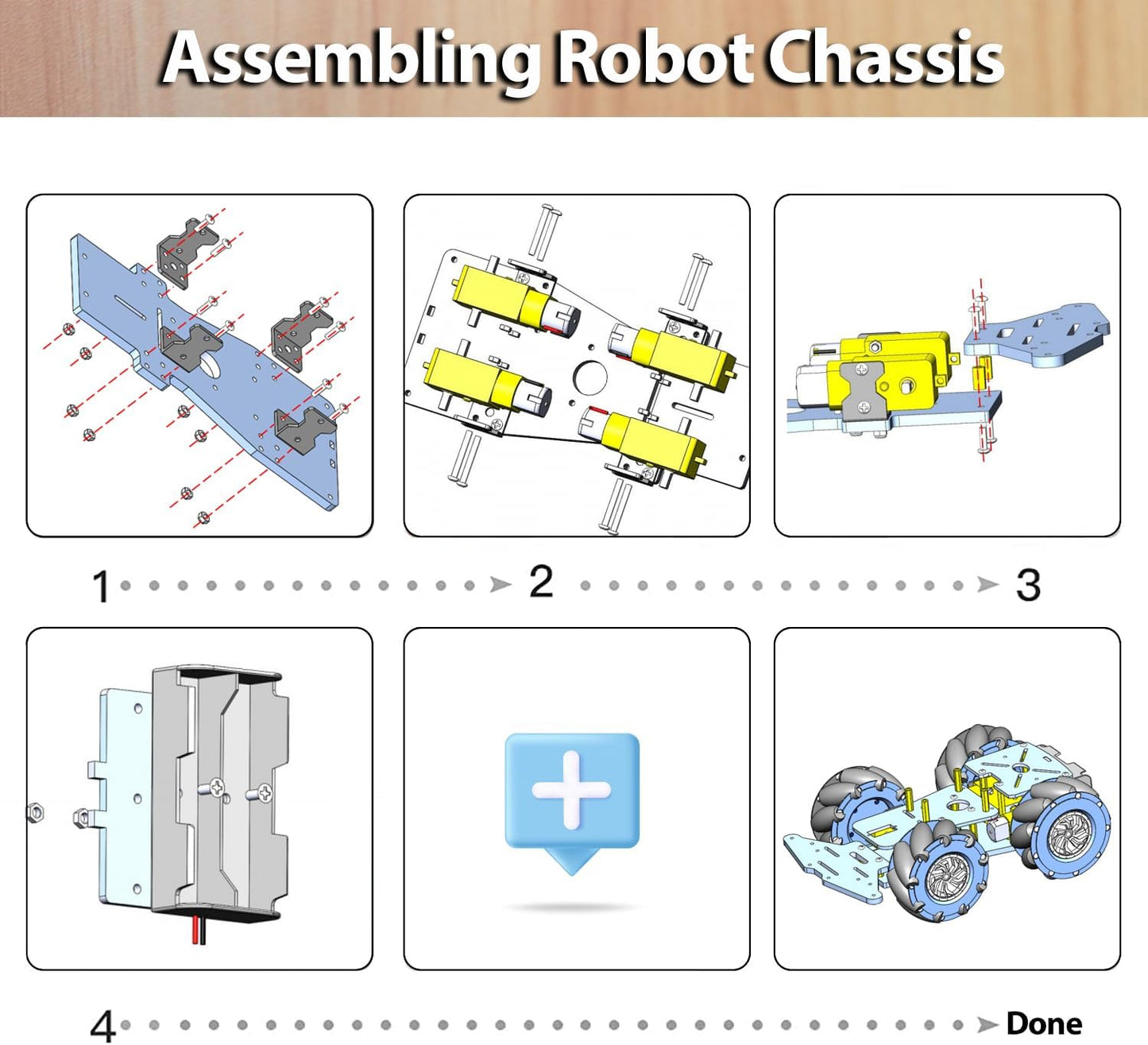 4WD R3 R4/ 5/4B/3B+/3B/2B/1B+ Mecanum Wheel Smart Car Robot Chassis for Arduino Leonardo/Raspberry Pi Projects with TT