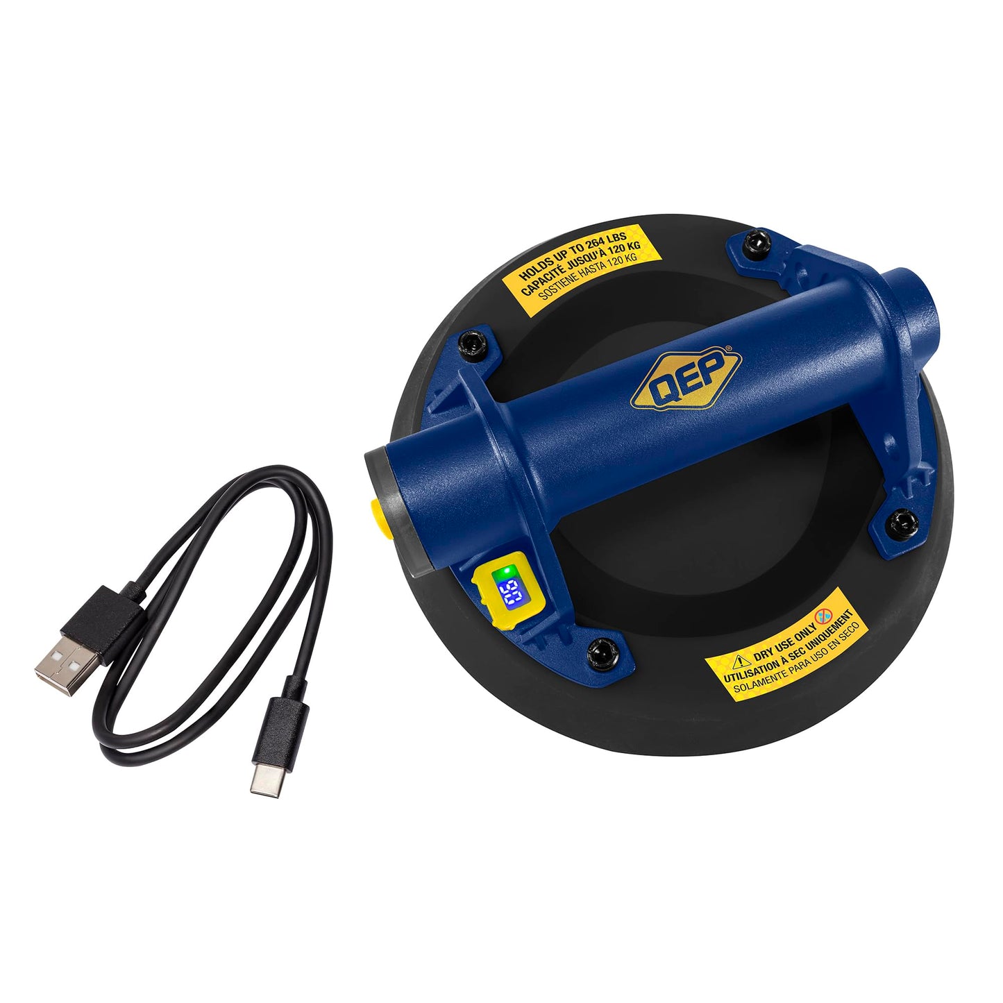 QEP Xtreme 75024 Electric Suction Cup, 8" - Blue 264 Lb. Lifting Capacity
