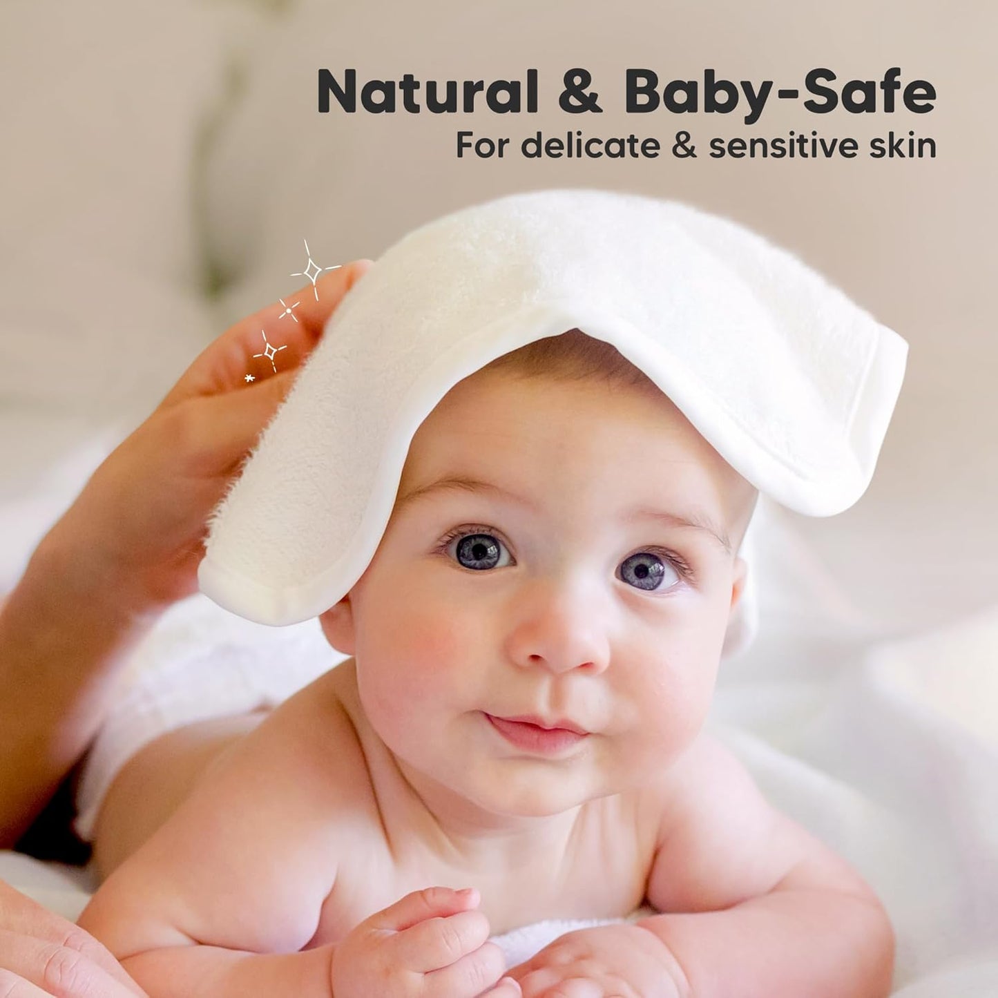 Skiennix 6-Pack Baby Washcloths - Soft, Absorbent Bamboo Towels for Newborns & Toddlers | 10x10, Gentle on Skin
