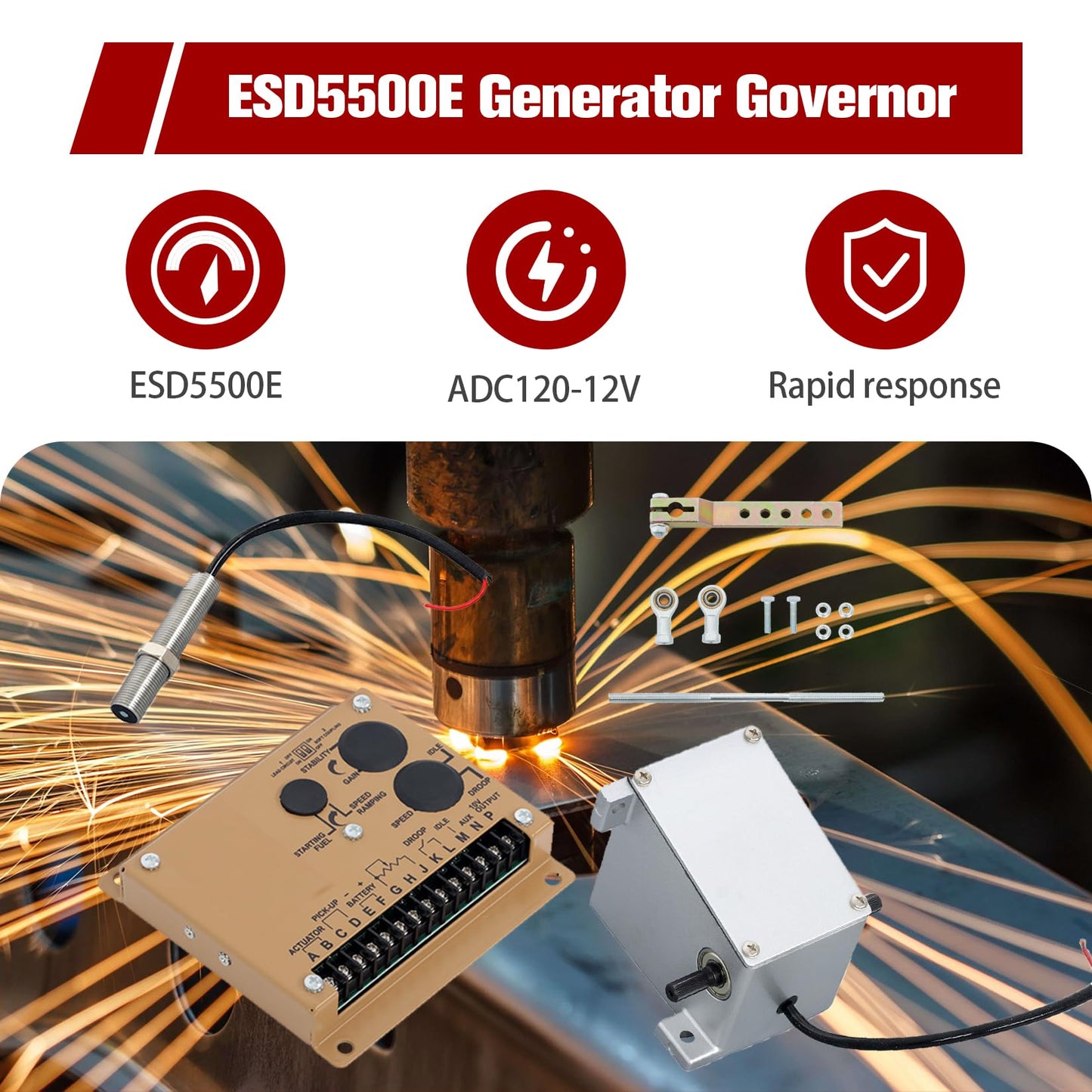 findmall ESD5500E Generator Governor Actuator Speed Control Unit ADC120-12V MSP675 Compatible with Mainstream Generator