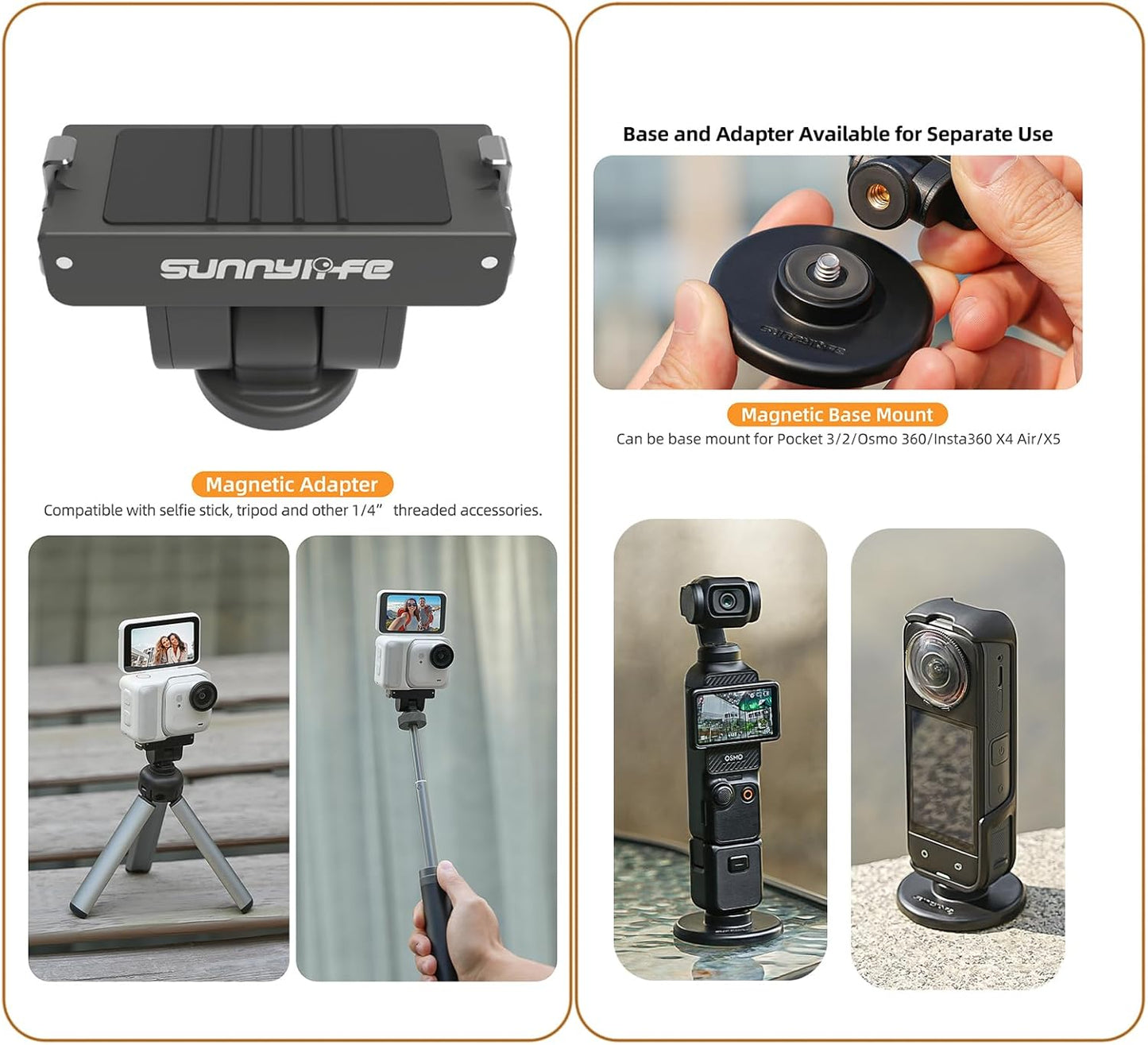 Yufeizi Insta360 180 Magnetic Mount for Go Ultra Accessories, with Quick Release Mount Adapter, Angle Adjustment Strong