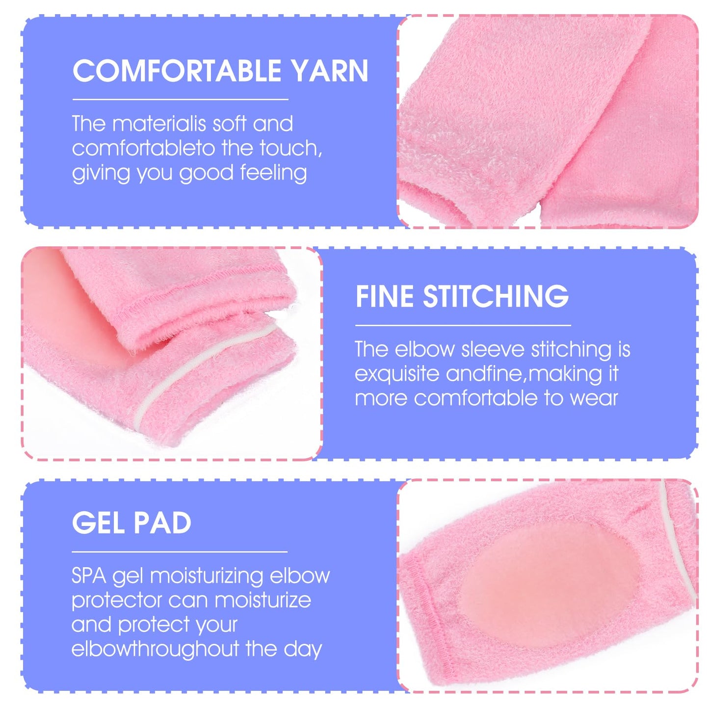 YBEATY 2 Pairs Elbow Moisturizing Sleeve Elbow Soft Gel Cover Heel Socks Breathable Brace Protection for Women SPA Moisturizing Dry Cracked Skin Care Calloused