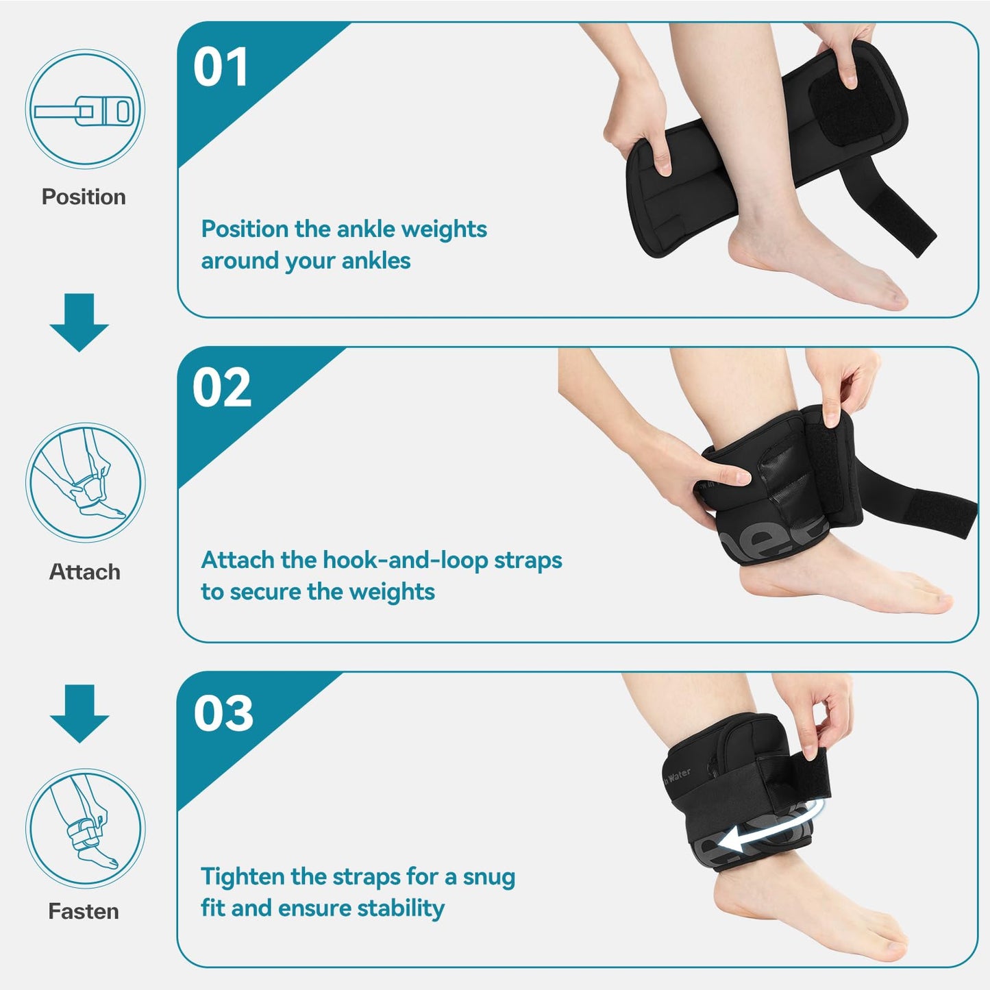 Sportneer Ankle Weights for Men Women Strength Training, 4/10 lbs Pair Leg Weights Set Comfortable and Soft Perfect for Dancing Running Walking Fitness Workout, 5lbs x 2, Black