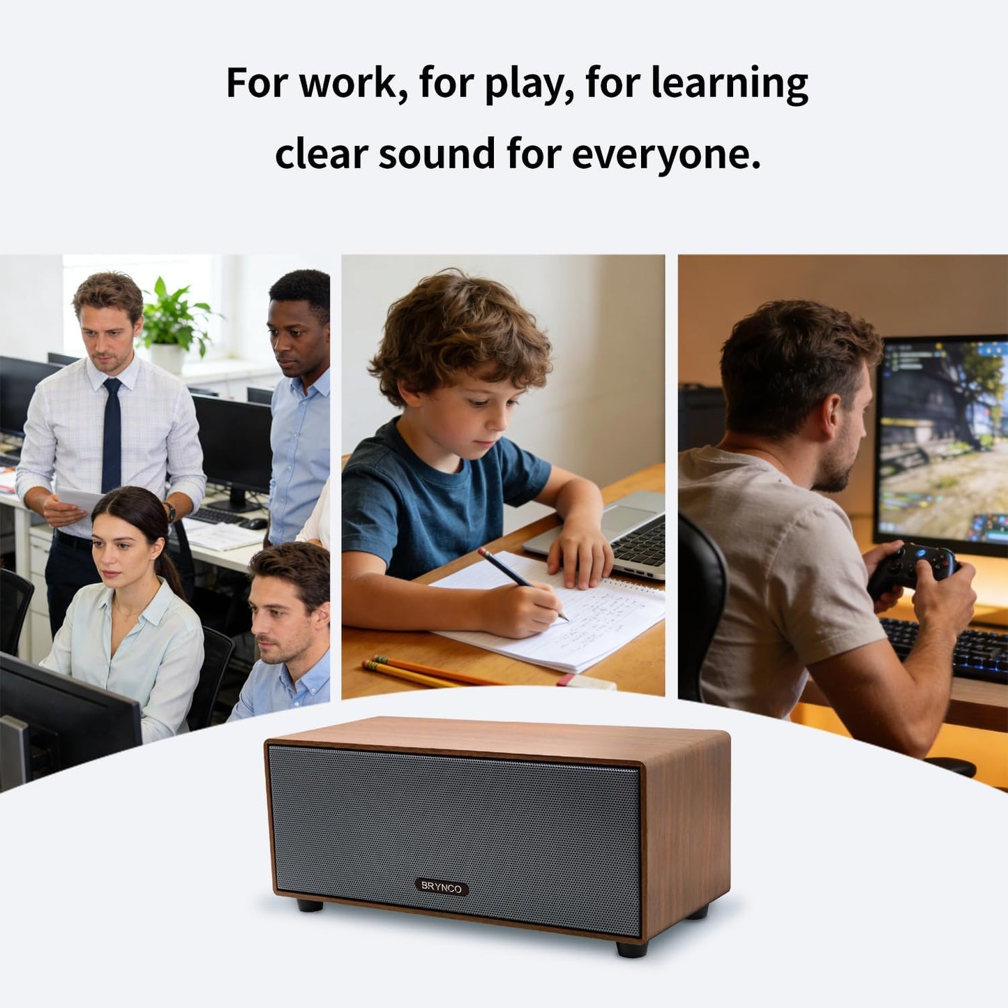 BRYNCO 3.5mm Upgraded Wired Computer Speakers for Desktop PC and Laptop, USB-Powered with Audio Jack, Rich Bass & Clear