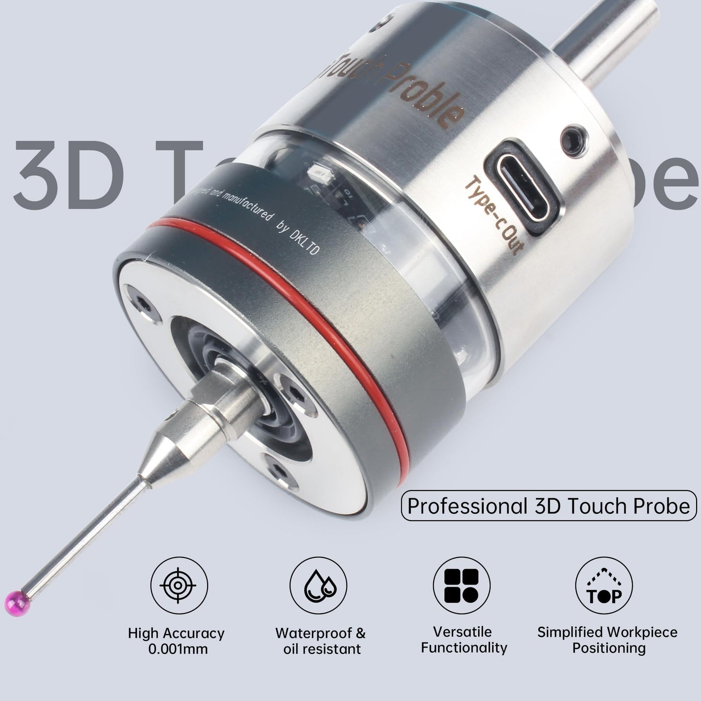 CNCTOPBAOS High Precision 3D Edge Finder 0.001mm NO,Waterproof CNC Machining Center Trigger Touch Probe,Milling Machine Automatic Find Center Position Locator,XYZ Coordinate Tool Setter Measuring+Tip