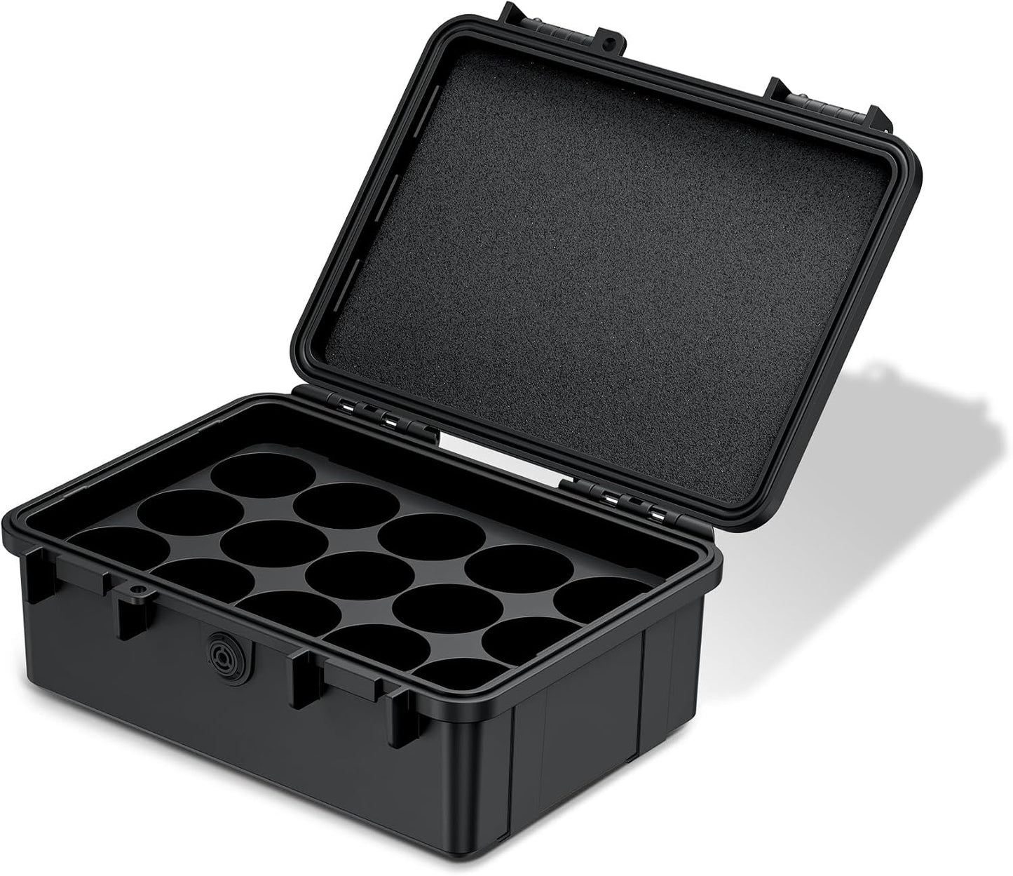 KIWIFOTOS IP67 15 LR20 D Cell Battery Organizer Case Waterproof Slots D Cell Alkaline Batteries Storage Holder