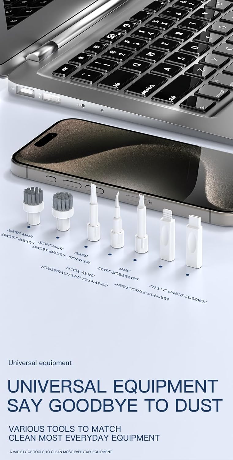 Ryaacphi Multi-Functional Electronics Cleaning Kit, Charging Port Cleaner, for Mobile Phones, Headphones, Computer