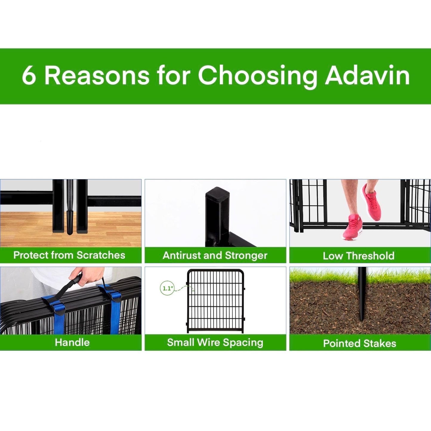 ADAVIN Tall Garden Fence Border with gate, 48 in(H) 12 Panels Total 26.6 Ft(L), Wide Door Low Threshold Fences, Black Iron Metal Heavy Duty Dog Fence Outdoor for Yard or Camping, Flower Bed Fencing