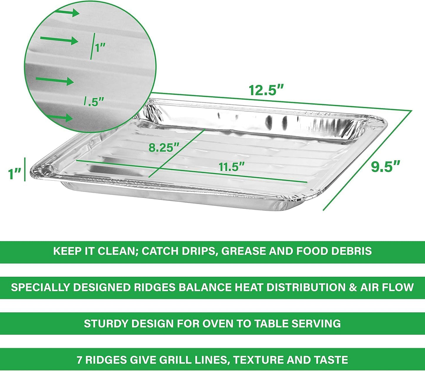 Party Bargains Aluminum Broiler Pans - Heavy-Duty 12 Pack for BBQ & Catering | Ribbed Bottom for Even Heat
