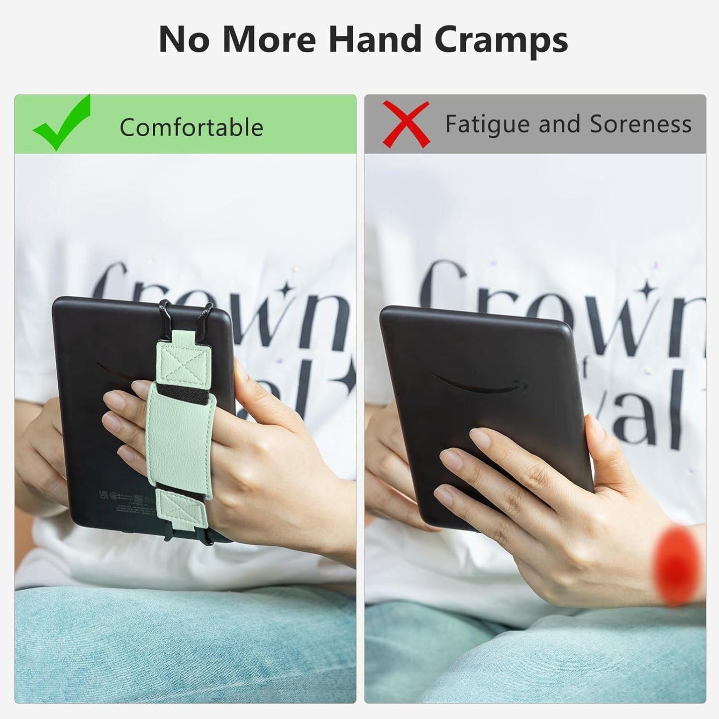 CoBak 6-7.5" Sagegreen-1 Secure Hand Strap for Kindle and Tablets - Versatile and Lightweight Finger Grip Holder