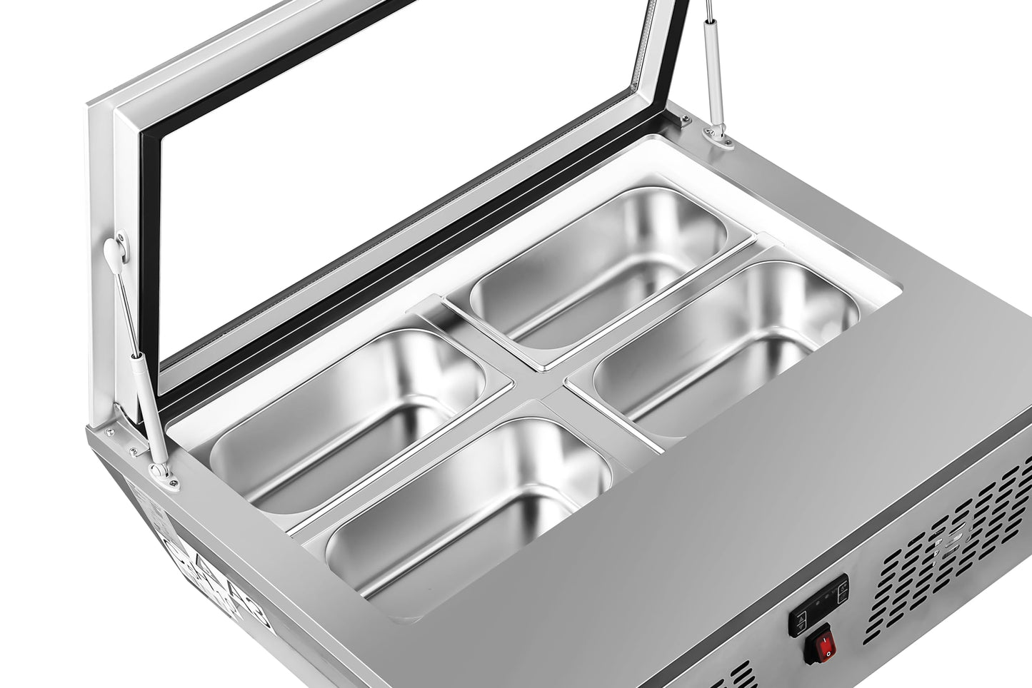 KoolMore 31 in. Countertop Ice Cream Display case with 4 Pans and Glass Sneeze Guard in Stainless-Steel (KM-CGD-8HP)