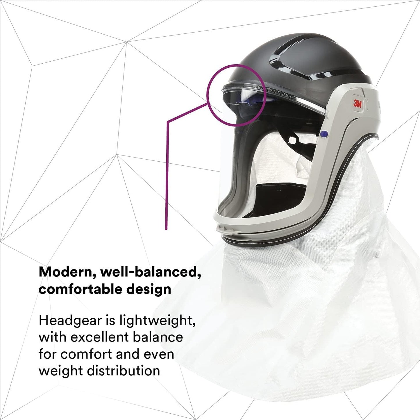 3M PAPR, Versaflo Respiratory Helmet M-405, For Powered Air Purifying Respirators, Standard Polycarbonate Visor and General Purpose Shroud, 1/Case