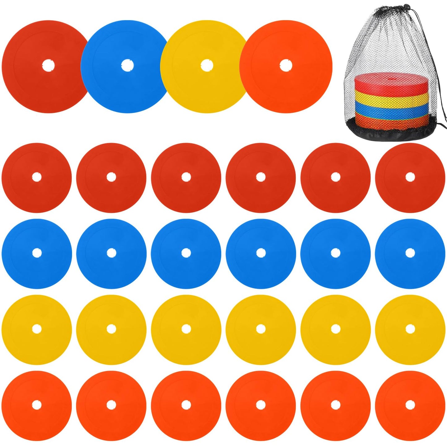 Caeuiciw 24 Packs 6 Inch Flat Cones, Spot Markers, Soccer Cones, Field Court Markers, Flat Discs, Soccer Training Equipment, Agility Practice, Football