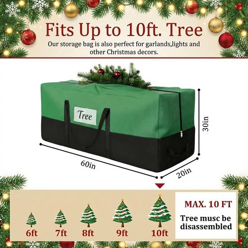 Christmas Tree Storage Bag by [Brand Name] - Heavy Duty 600D Oxford for 10-12 Ft Trees | Durable Handles & Transparent Pocket