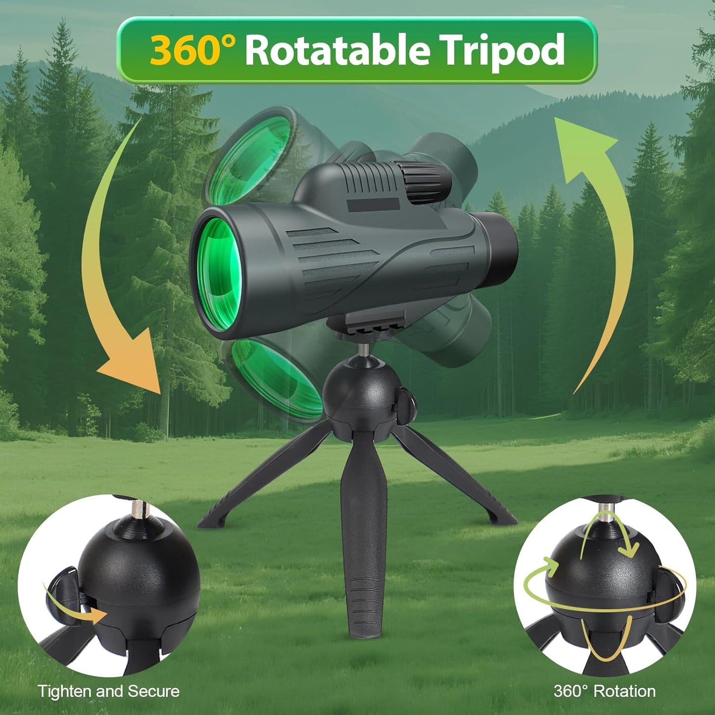 deesoo 12x56 IPX7 Monocular Telescope for Adults High Powered - Waterproof Monocular Scope with Low Light Vision