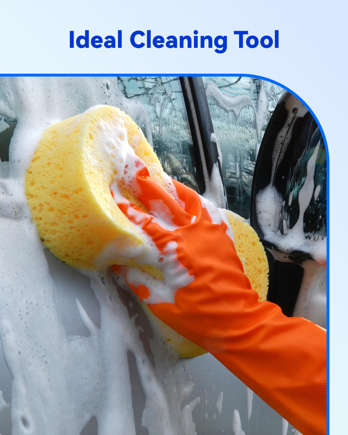 Temede 5-Pack Car Wash Sponges, 9.1" x 4.3" x 2.4" Large Sponges, Extra Thick Foam Kit for All-Purpose Cleaning, Ideal Washing Sponges for Kitchen, Bathroom, Household