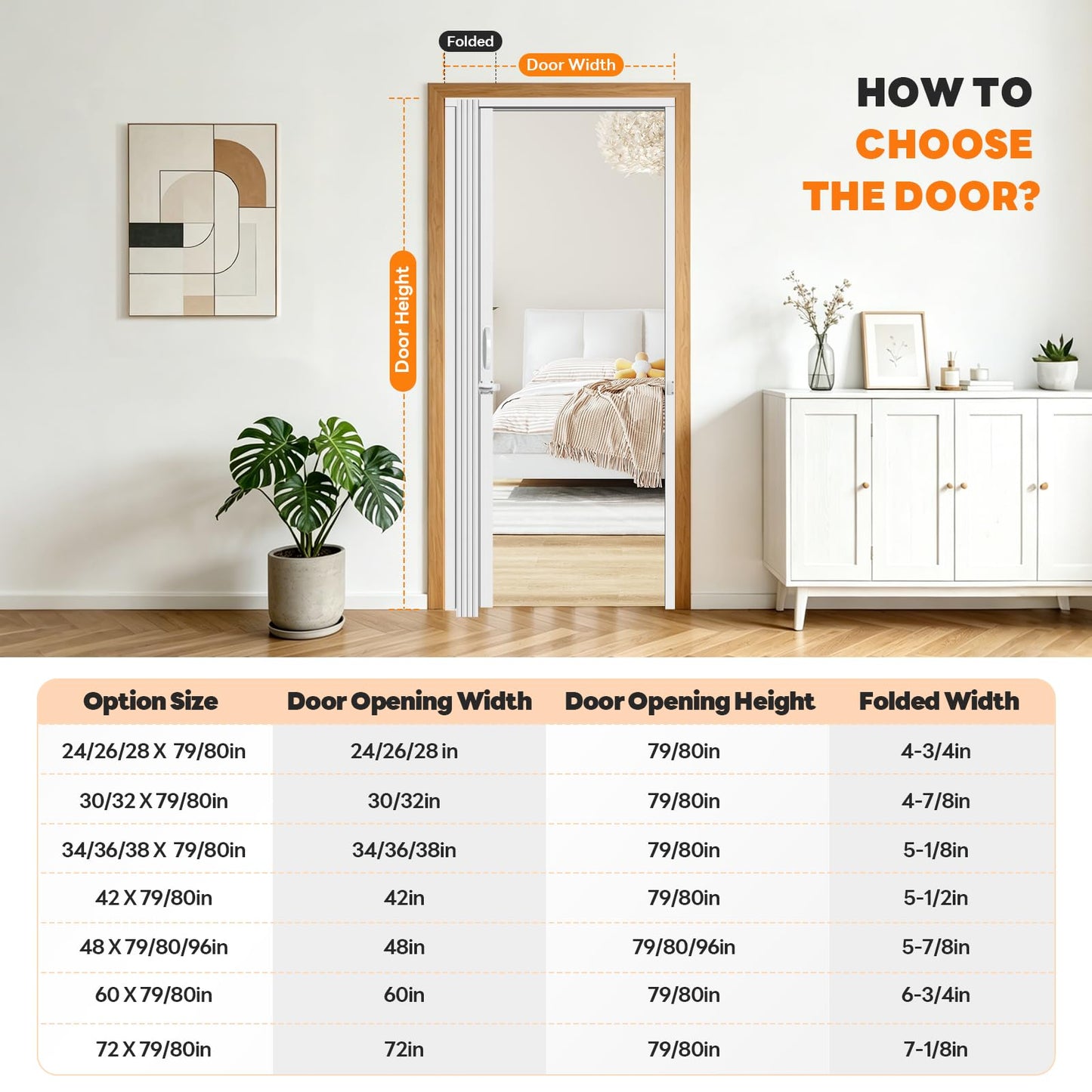 CCBOYSHARDWARE 38X80in PVC Accordion Door Interior, Folding Doors with Lock and Handle,Space-Saving Double-Layer Sliding Door for Closet, Pantry & Room Divider, Easy to Clean, Trimmable