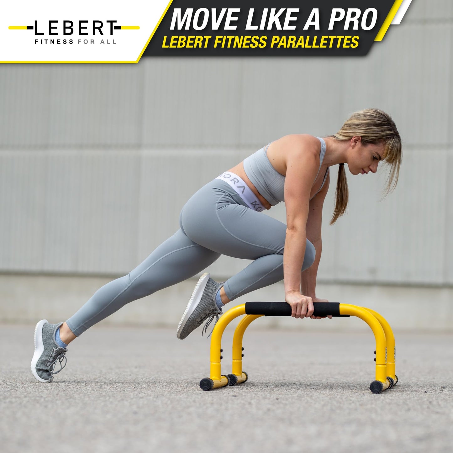 Lebert Fitness Parallette Bars Yellow – Push Up & Dip Bars for Calisthenics, Bodyweight Training, L-Sits & Handstands – Heavy Duty Steel with Non-Slip Foam Grips