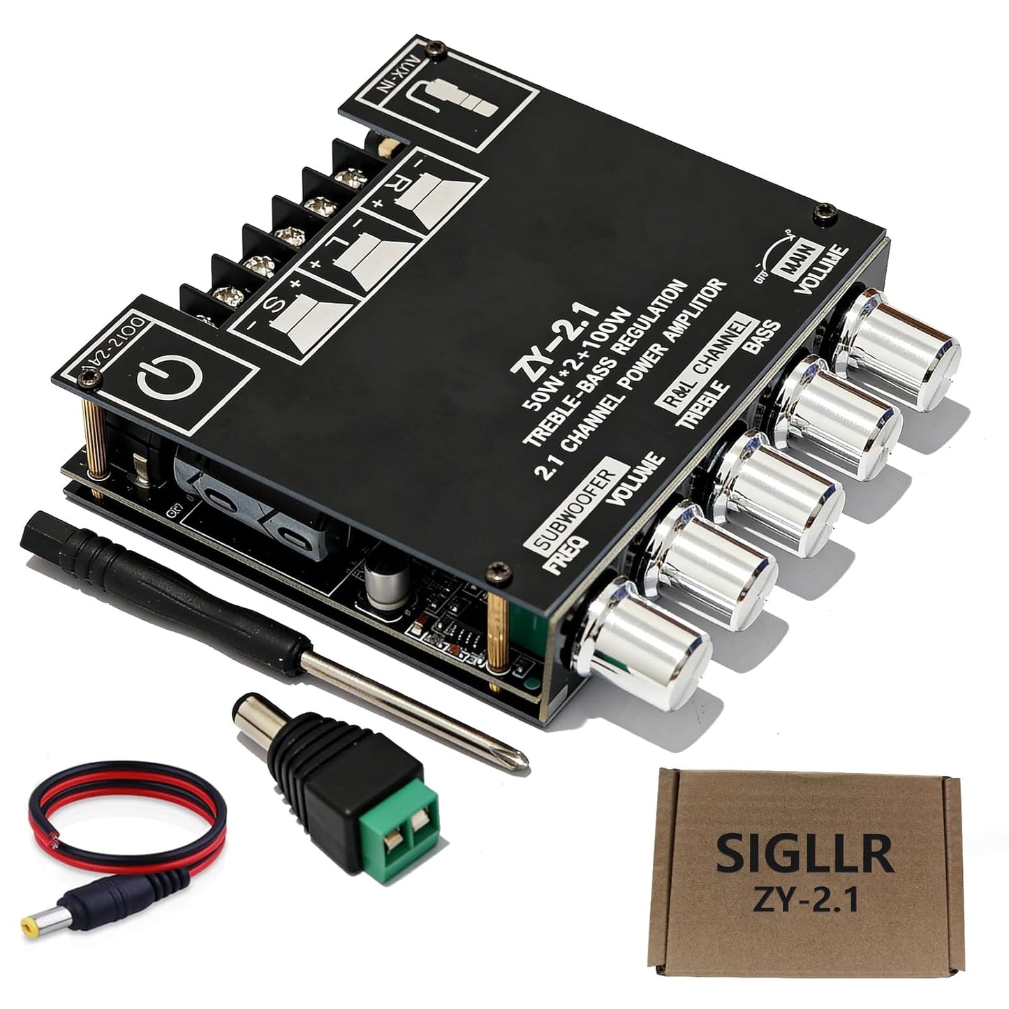 Sigllr 5.1 Board,200W 2.1 Bluetooth Audio Amplifier HiFi Channel Mini Subwoofer Power Amp Module with Treble & Bass