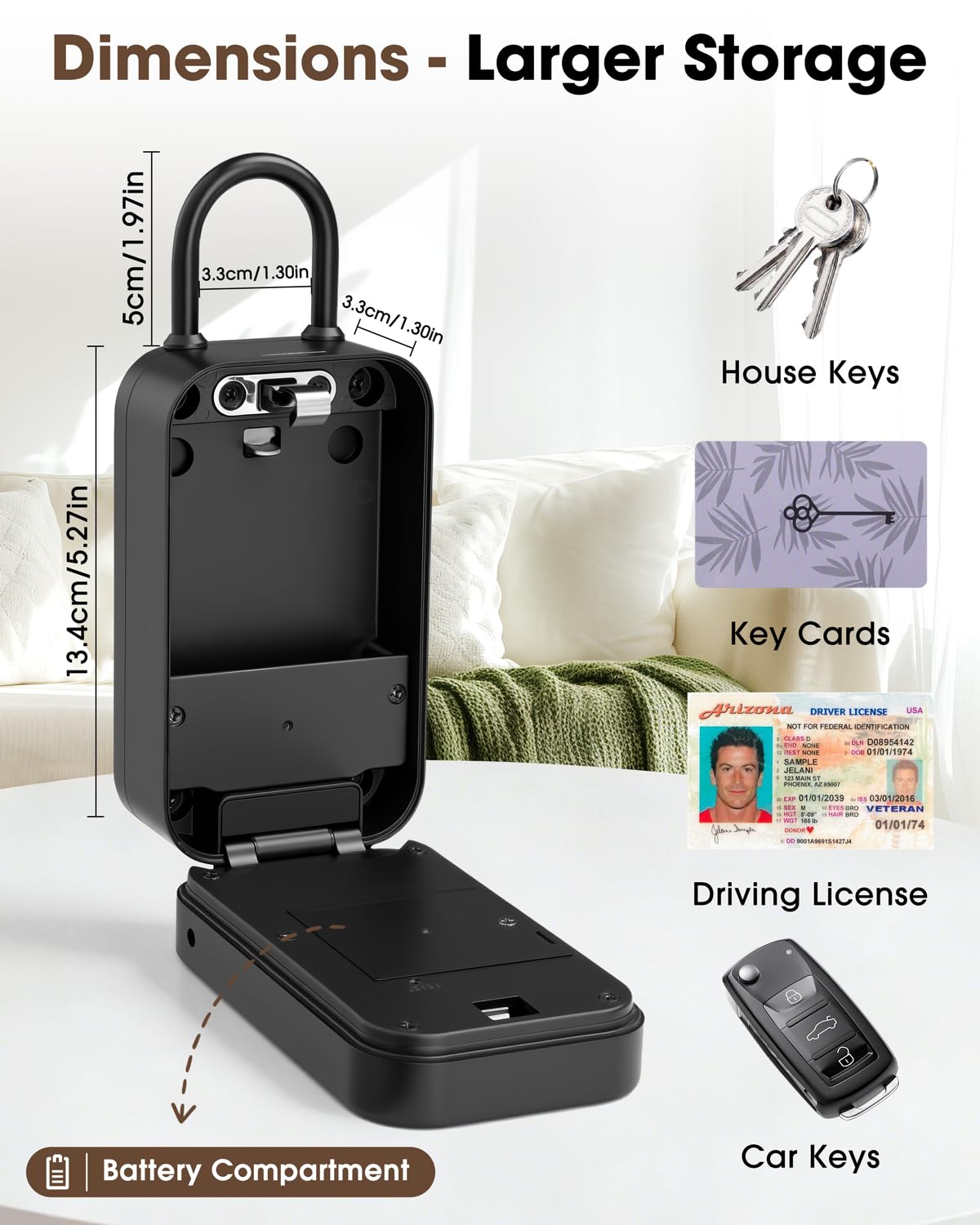 Gravless Smart Key Lock Box with Fingerprint, Lock Box for Keys with Code for outside, Combination Lockbox, Key Box Wall Mount, 5 Ways to Unlock IP65 Waterproof