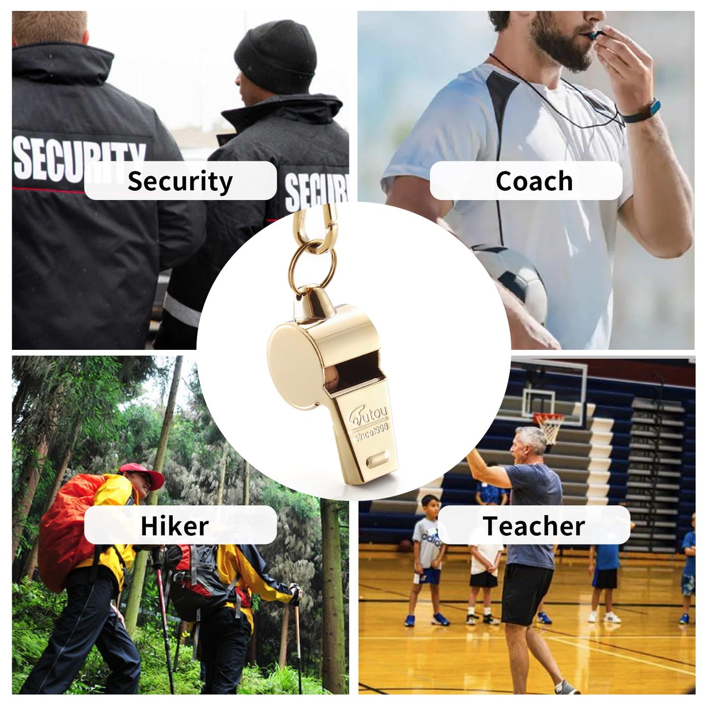 HUTOU Whistle, Brass Coach Sports Whistle with Lanyard, Loud Crisp Sound Whistle Ideal for Coaches, Referees, and Adults