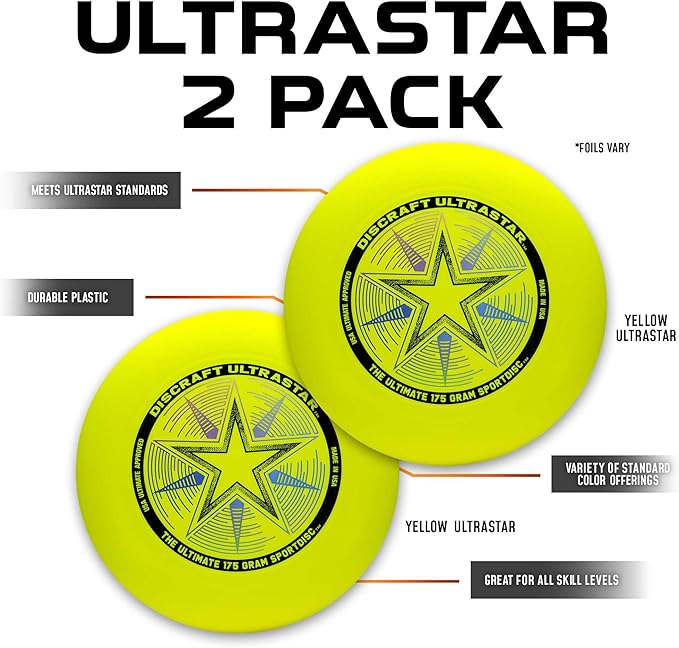 Discraft Ultrastar Ultimate Discs 1 & 2 Packs, Standard Size, for Competitive & Casual Play