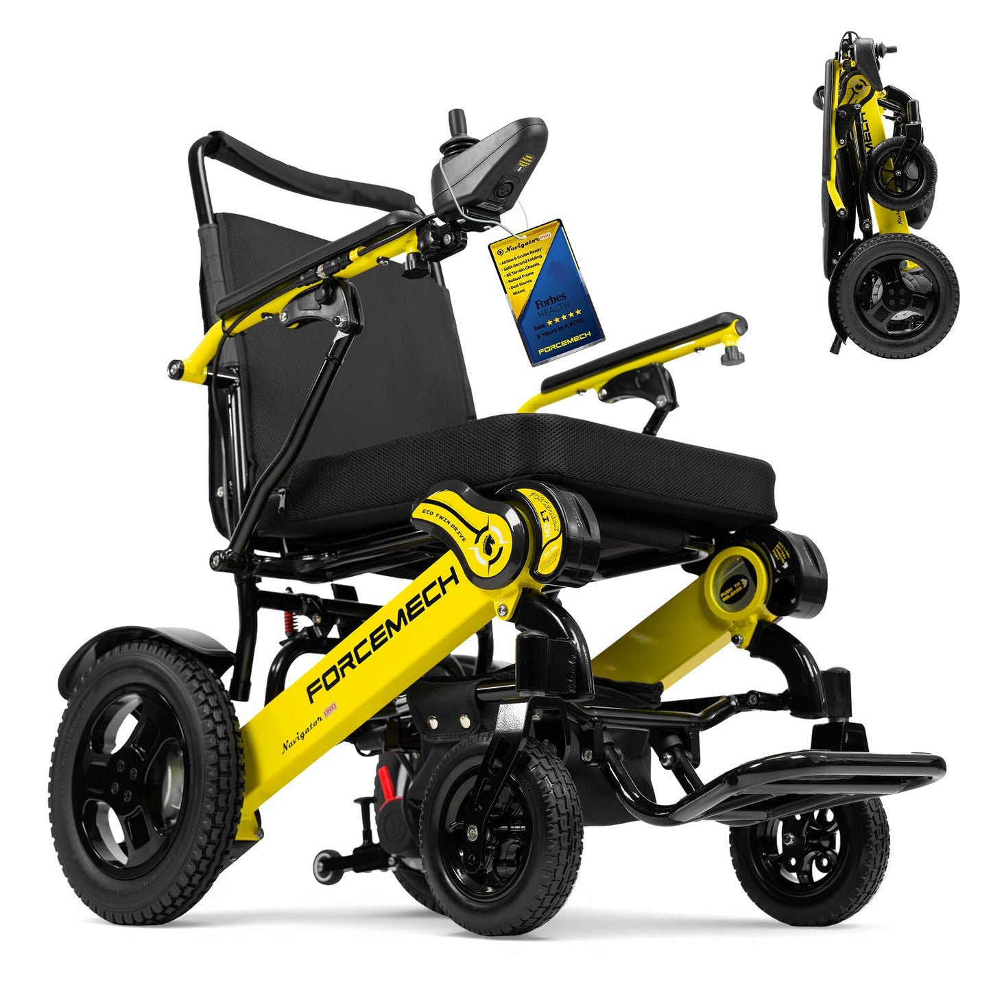 Forcemech All Terrain Electric Wheelchairs for Adults Lightweight Foldable 2026 New Model Navigator Pro - Power Motorized Wheelchair Airline Approved 18 Miles, Electric Wheelchair 400 Lbs Capacity