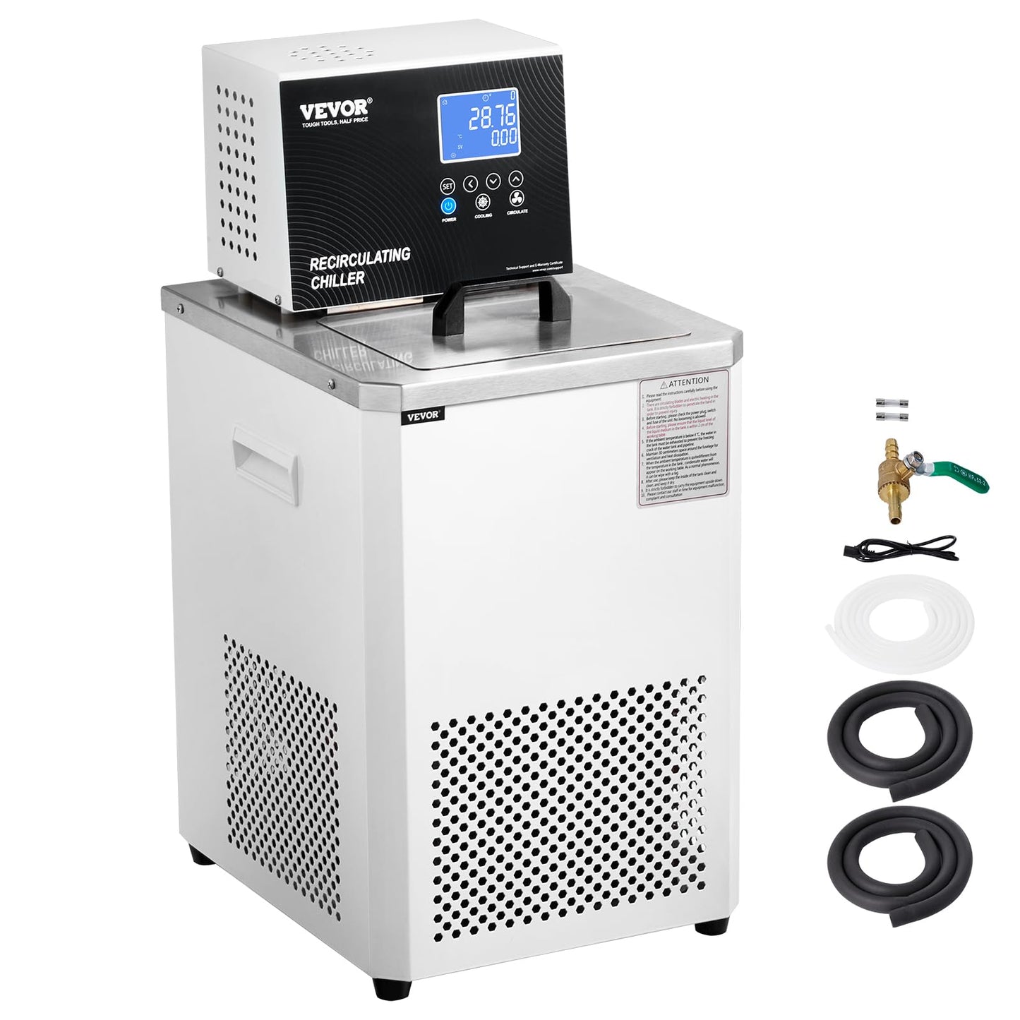 VEVOR Laboratory Chiller Circulator, -20℃ ~100℃ Circulator Pump Chiller, 6L Chiller Lab Low Temperature Cooling Liquid, LCD Display, 304 Stainless Steel Water Bath Recirculating Water Cooling
