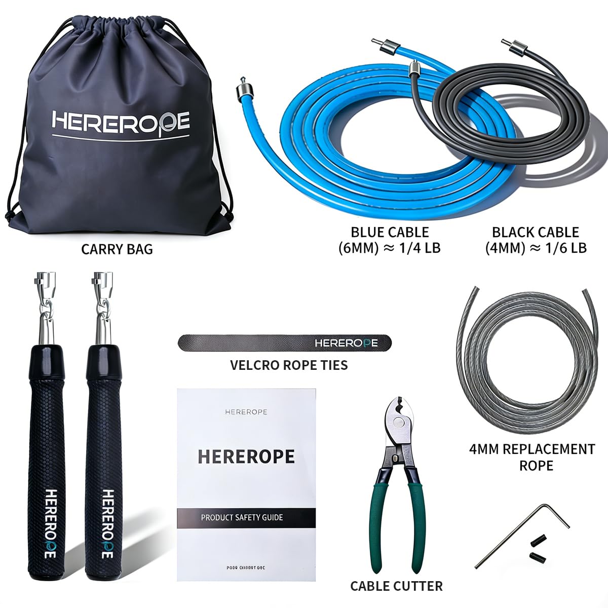 Interchangeable Jump Rope for Men and Women Fitness - Customizable Mix & Match Skipping Ropes Set, Adjustable, Durable & Versatile | Ideal for Beginners to Pros, Training & Daily Workouts (Black, 1/6lb, 1/4lb)