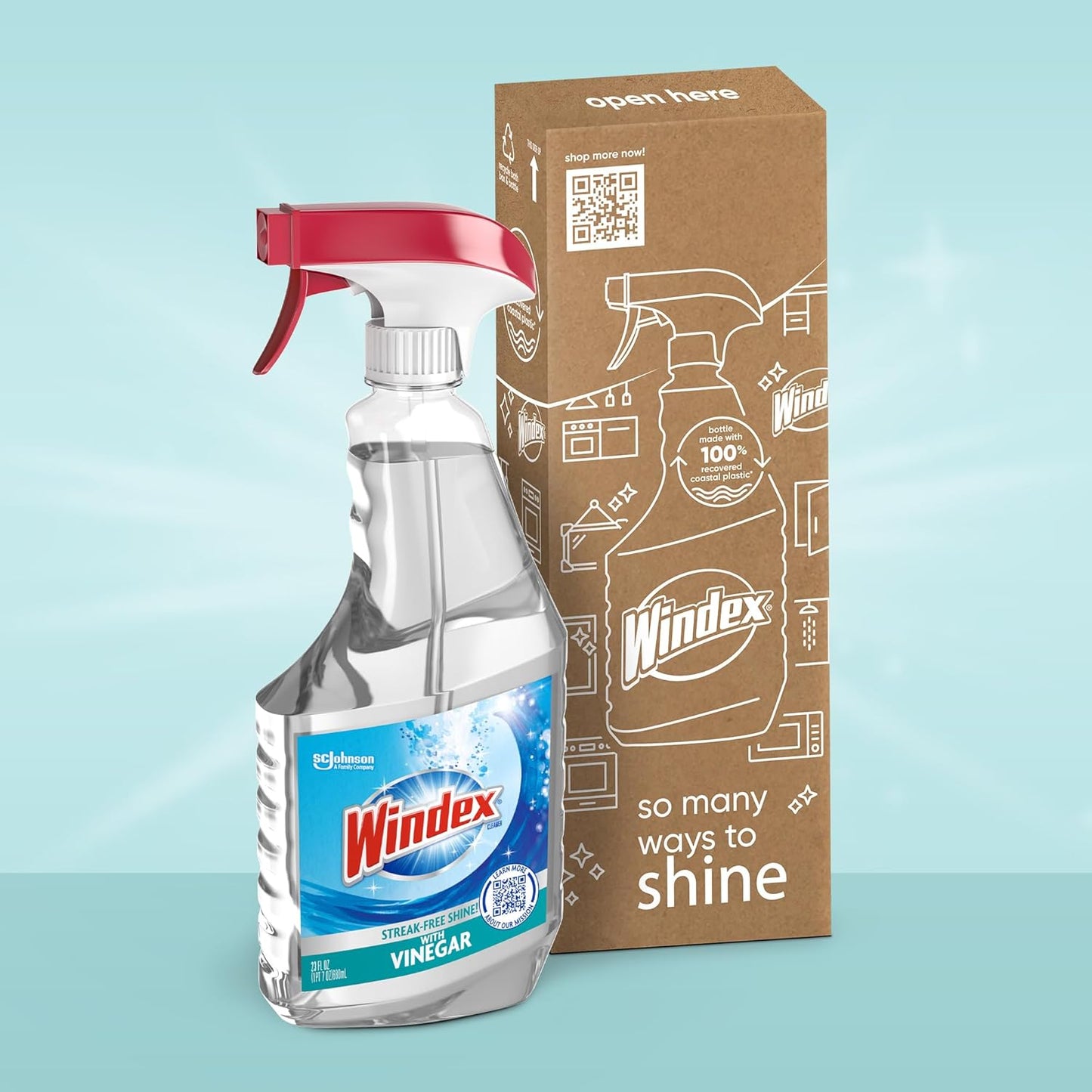 Windex Vinegar Glass Cleaner Spray - Prevents Leakage & Breakage | 23 Fl Oz Surface Cleaner