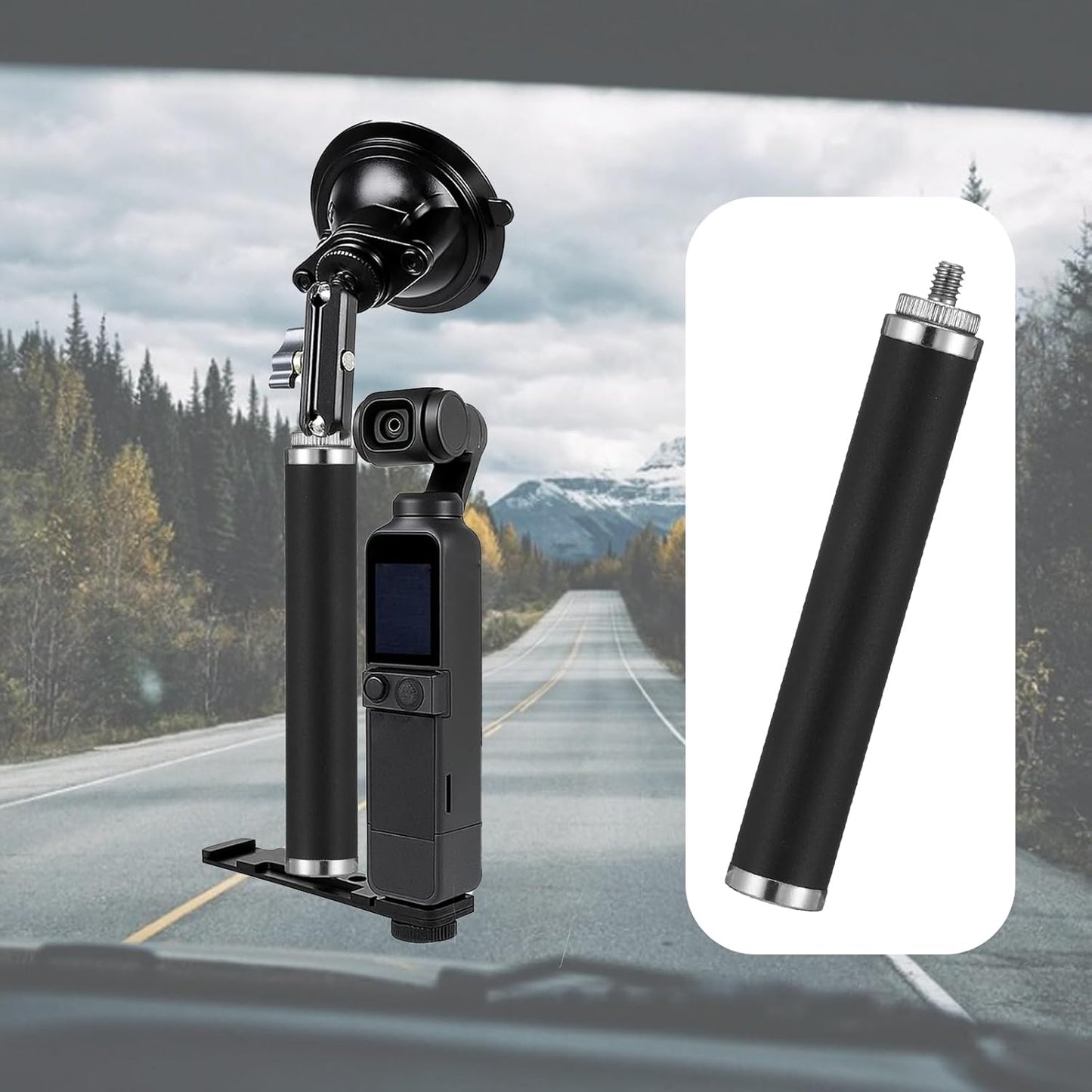 Vin Beauty 1/4" 10cm/3.9 inch 1/4" Thread Extension Aluminium Rod Mount, Camera Mount Extension Rod Pole for Dash Cam