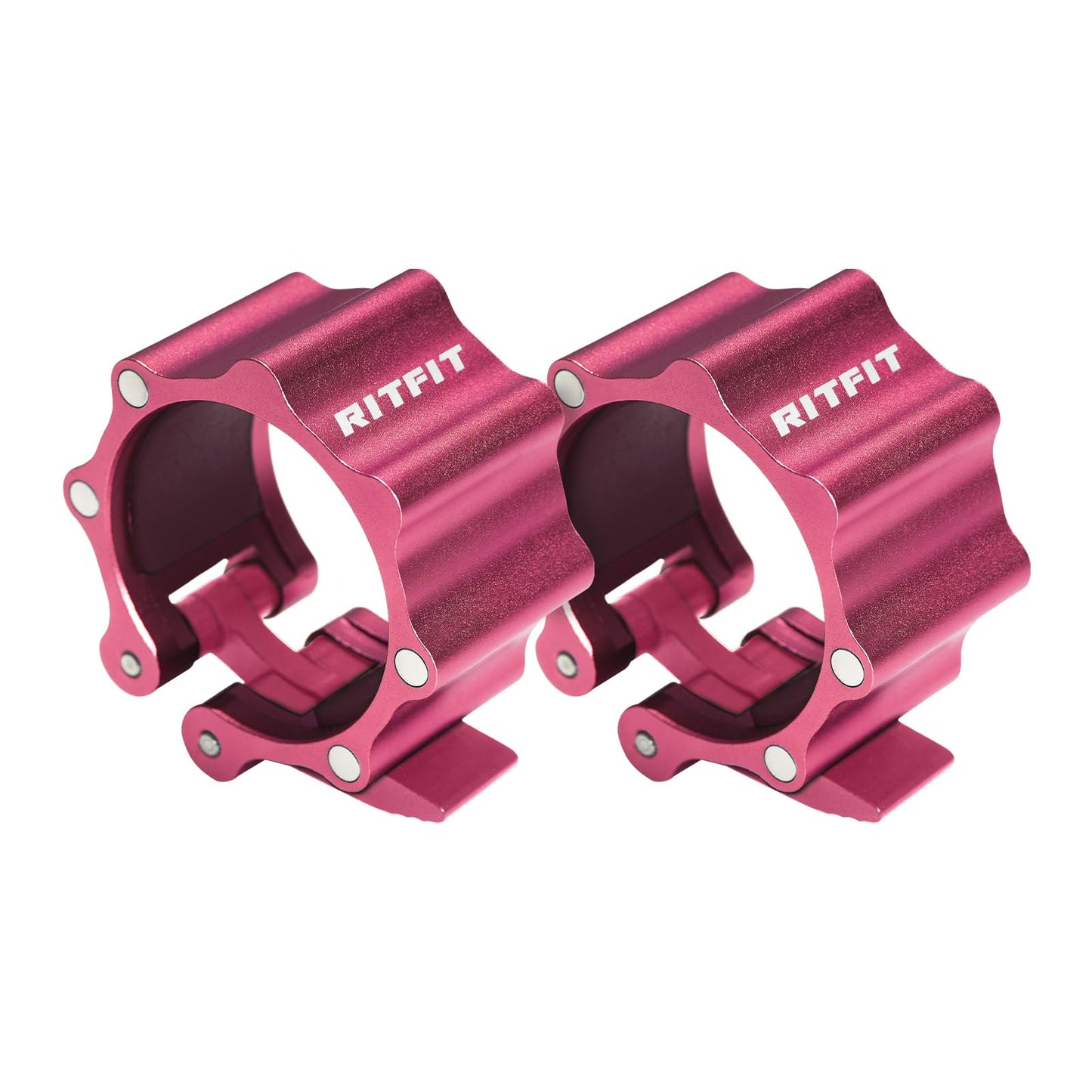 RitFit 2-Inch Magnetic Barbell Collars Locking Clamps - Heavy Duty Aluminum Alloy, Quick Release with Non-Slip TPR Pads for Olympic Weightlifting Powerlifting Training (Pair), Pink