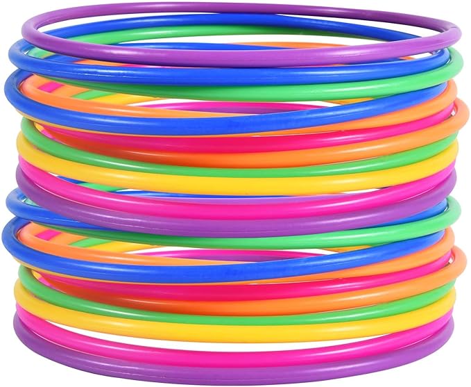 OBTANIM 24 Pcs Plastic 7 Inch Ring Toss Game for Kids and Outdoor Toss Rings for Speed and Agility Practice Game, Random Colors