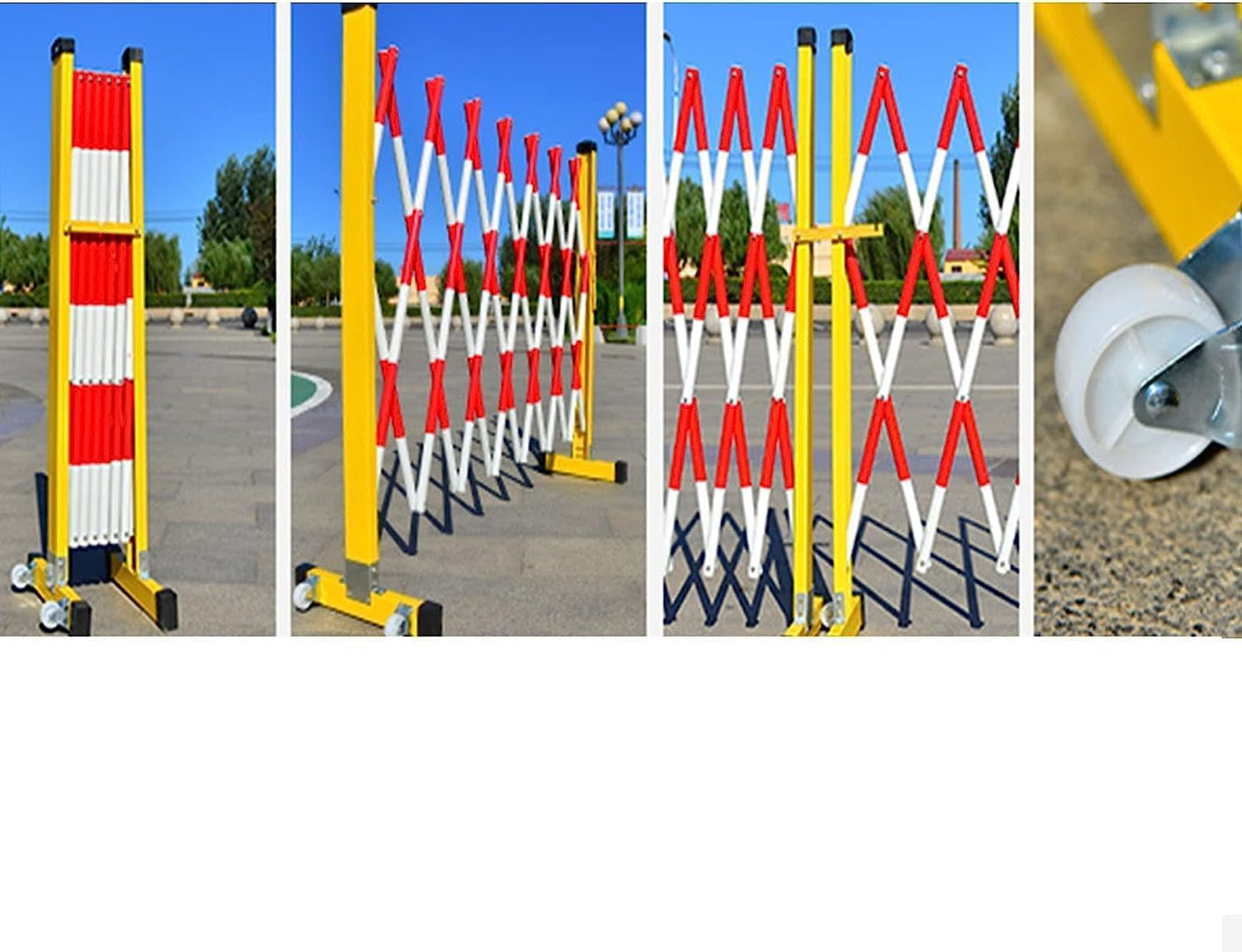 YGwnjqr Barrier, Traffic Barrier, Portable Pedestrian Barrier Base with 2 Wheels for Schools Construction Sites Outdoor Expandable Metal Barricade,Yellow,1.2 * 2.5M,Yellow-1.2 * 4M