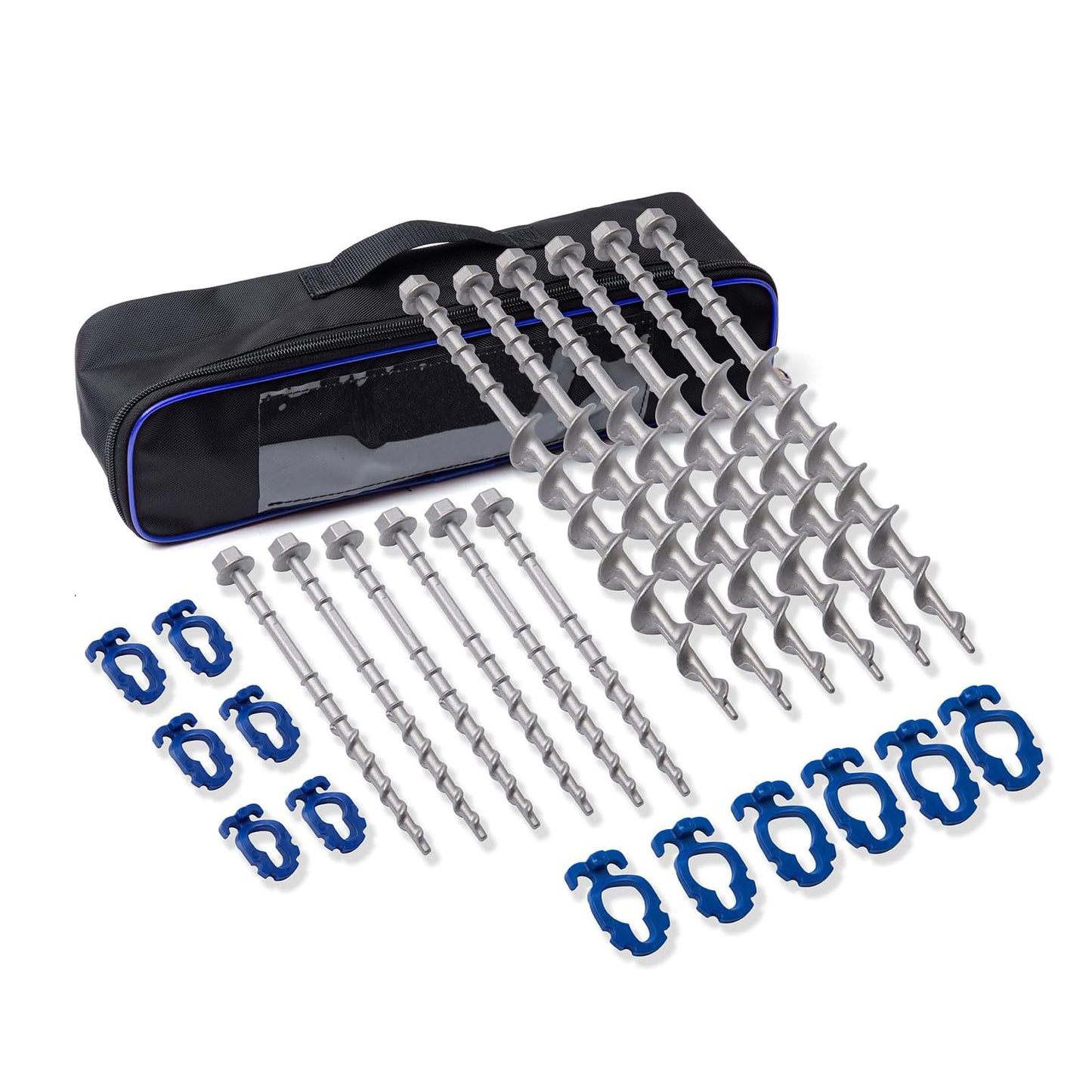 ‎Homeon Wheels 12 Pcs Camping Ground Anchors Aluminum Screw Heavy Duty Metal Non-Rust Cast Tent Anchors in Kit for Securing Animals, Tents, Canopies, Sheds, Car Ports, Swing Sets Outdoors Beach