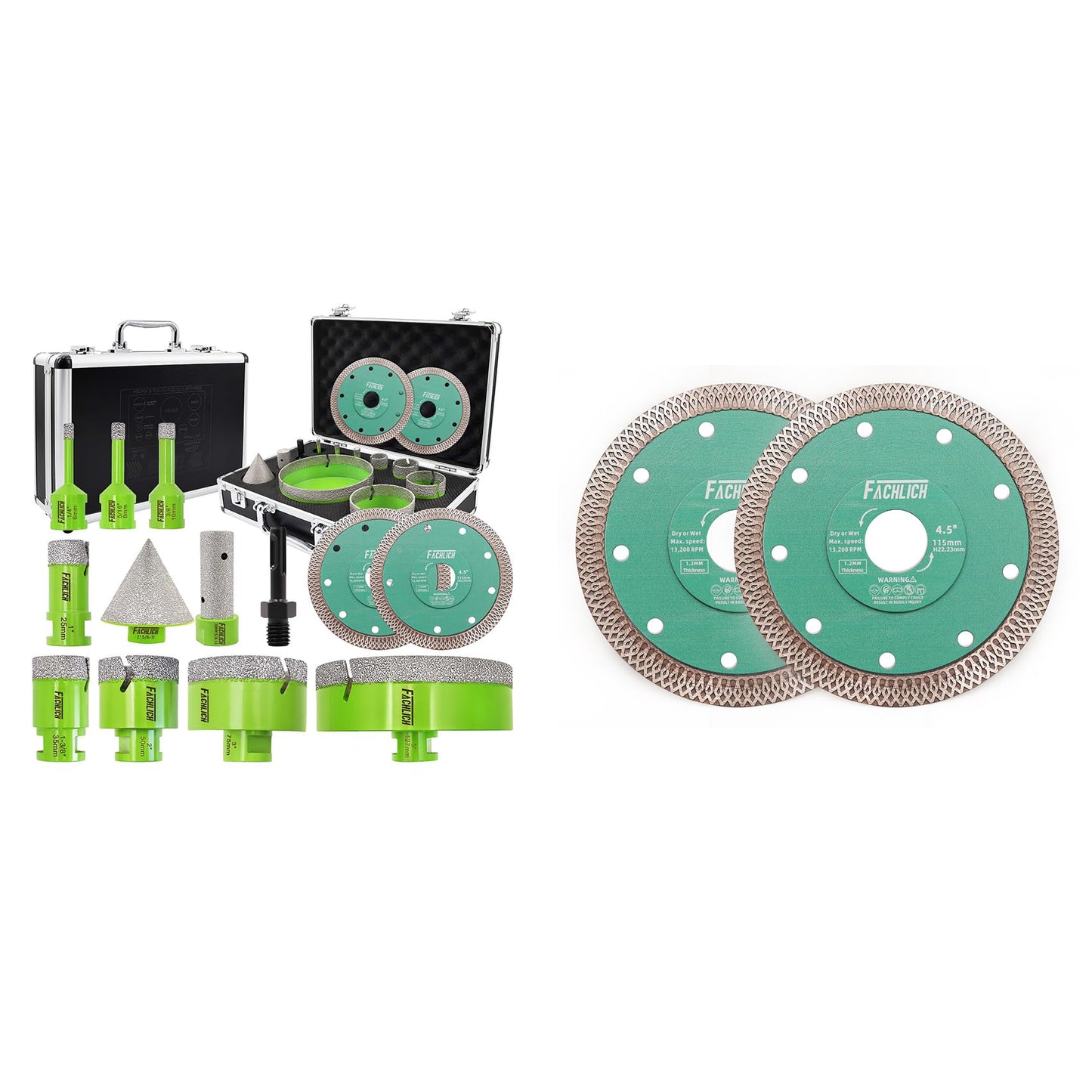 Tile Hole Saw Kit Diamond - (6/8/10/25/35/50/75/127mm Drill Bits+Finger Bit+Chamfer Bit+Adapter+Tile Blade) Diamond Hole Saw Kit for Porcelain Ceramic Marble Brick Granite,5/8"-11 Thread