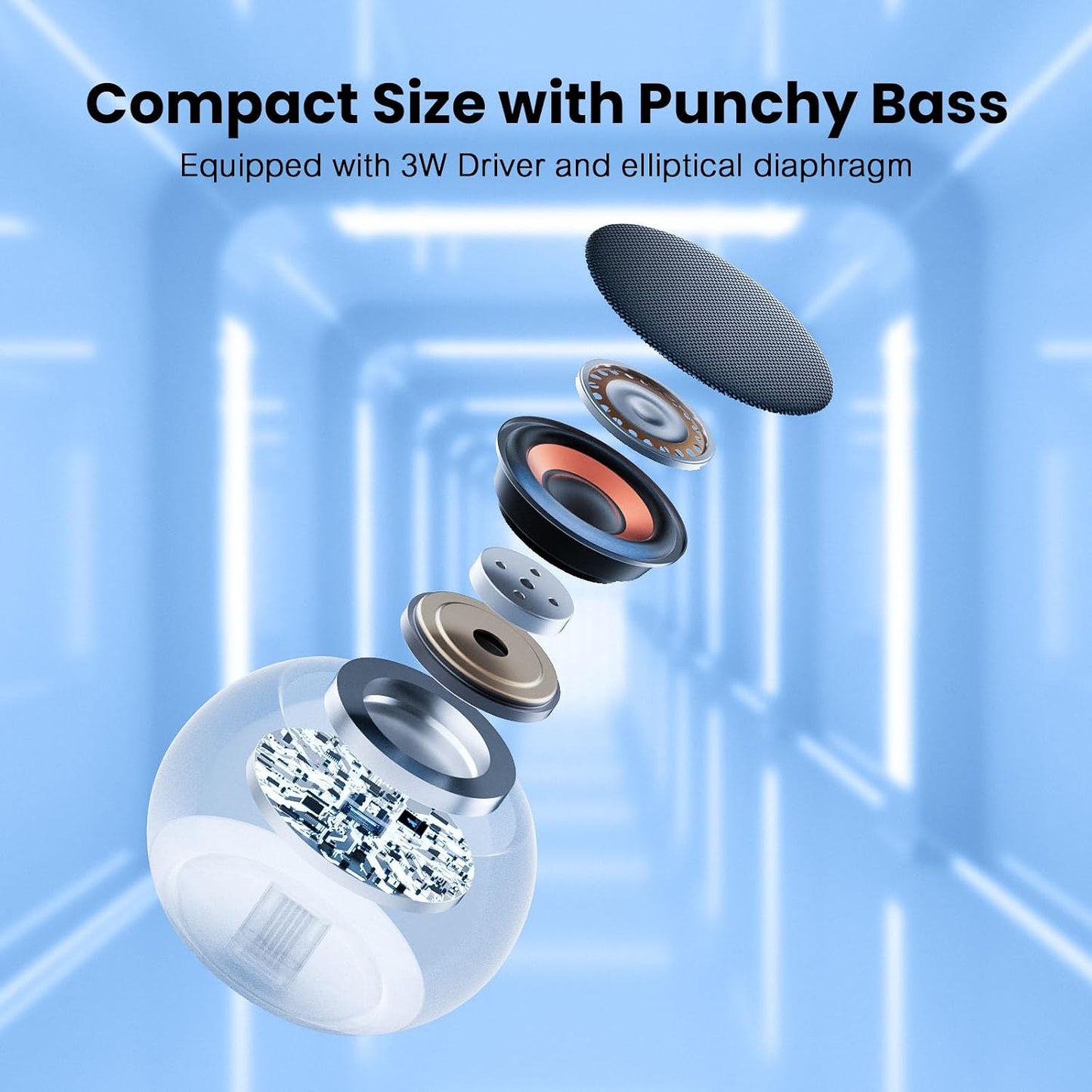dotn IPX7 Small Speaker, Portable Bluetooth Speaker with Loud Stereo Sound and Robust Bass, Mini Speaker with Lanyard