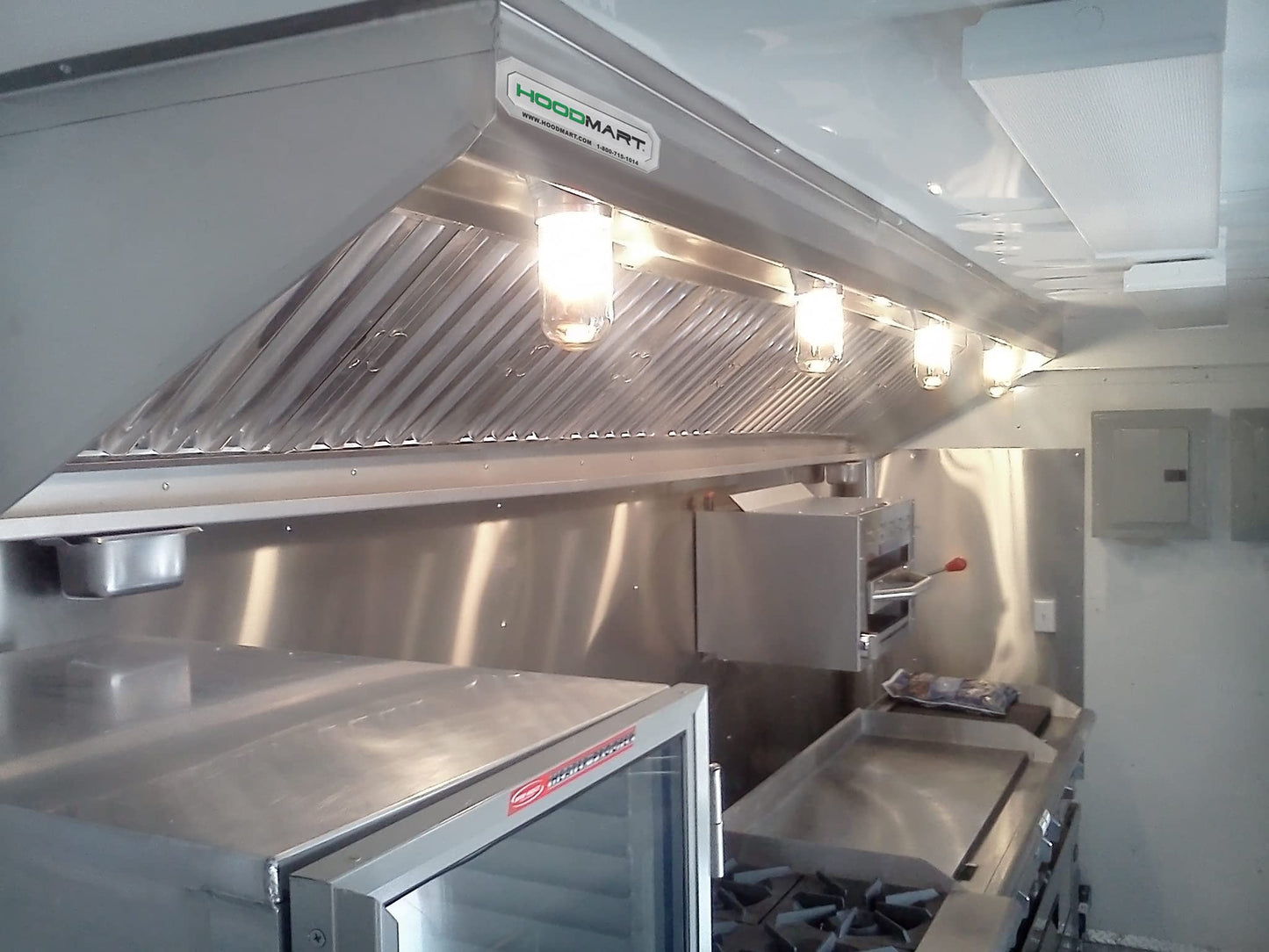 HOODMART 4' Concession Trailer Hood System for Food Truck | Commercial Range Hood with Direct Drive Exhaust Fan | Stainless Steel Kitchen Equipment with Install Kit Included