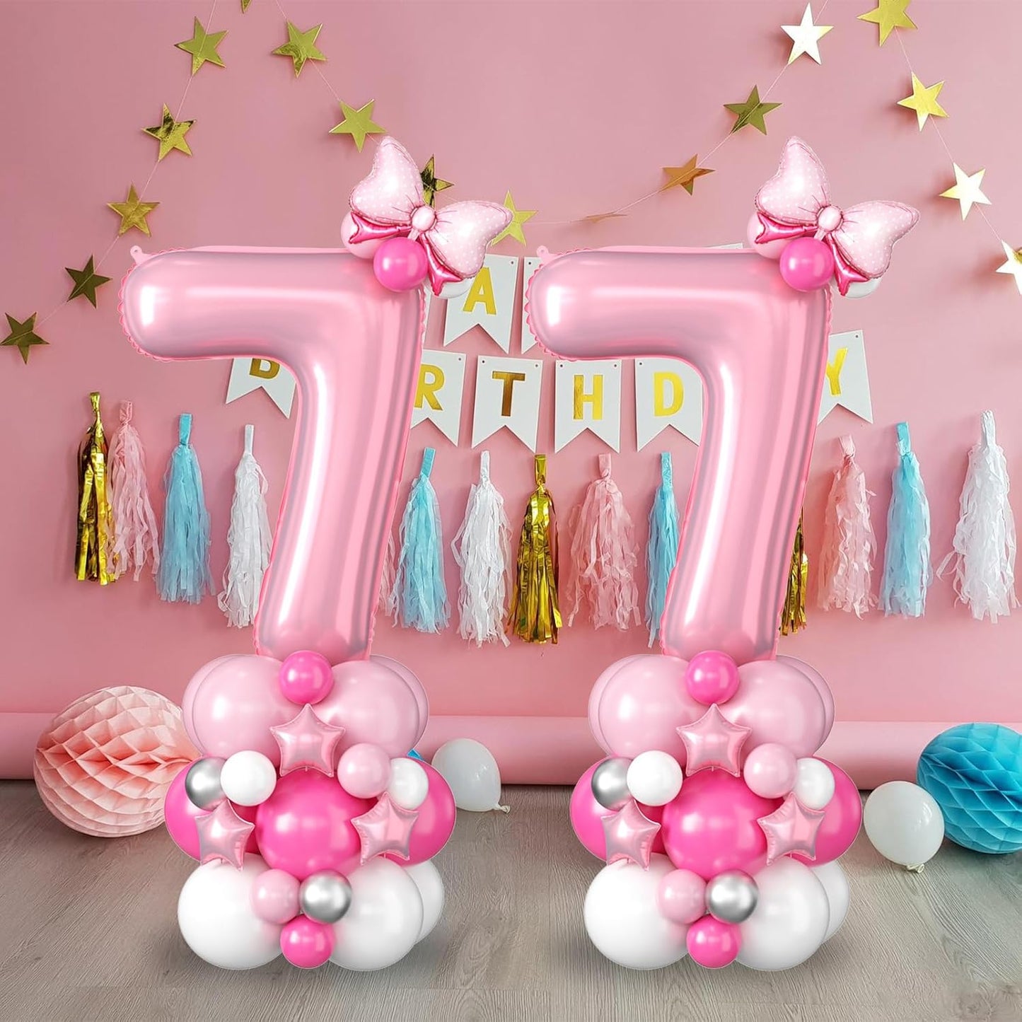 Skiennix 40-Inch Pink Number 7 Balloon - Giant Foil Balloon for 7th Birthday Party Decor