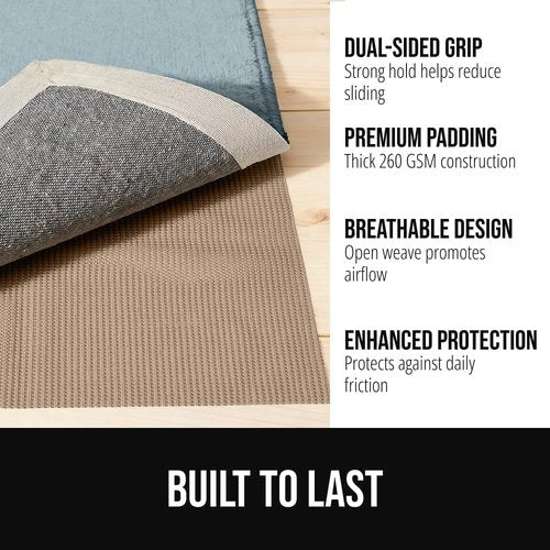 GORILLA GRIP Premium Rug Gripper Pad - Extra Thick 8x10, Breathable & Slip Resistant for Hardwood Floors - Beige