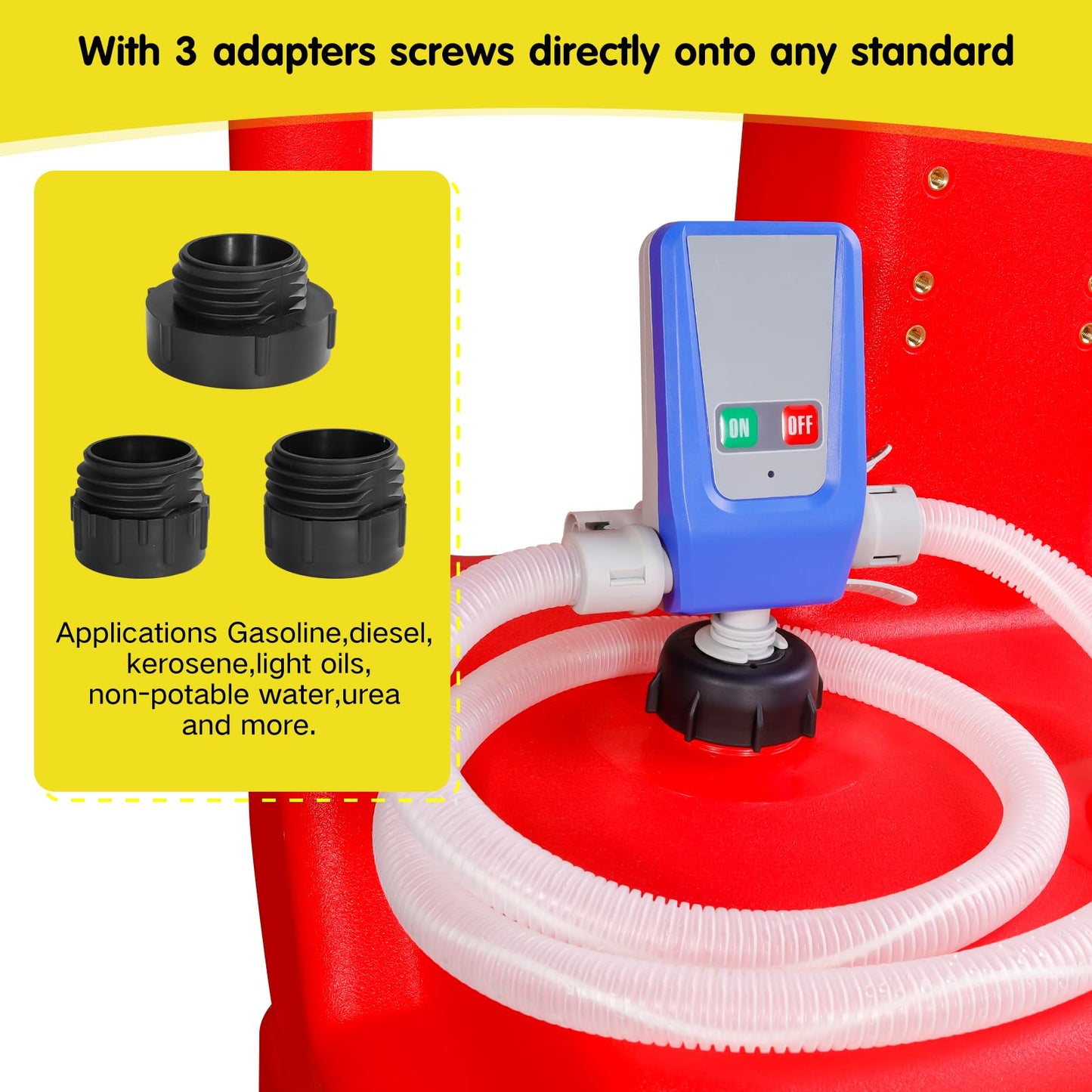 Automatic Fuel Transfer Pump with 32 Gallon Portable Fuel Caddy Tank, Auto-Stop Sensor Nozzle, AA Battery/12V DC 2 Power Modes, Tank Adapters, for Gasoline Diesel Fuel DEF Urea