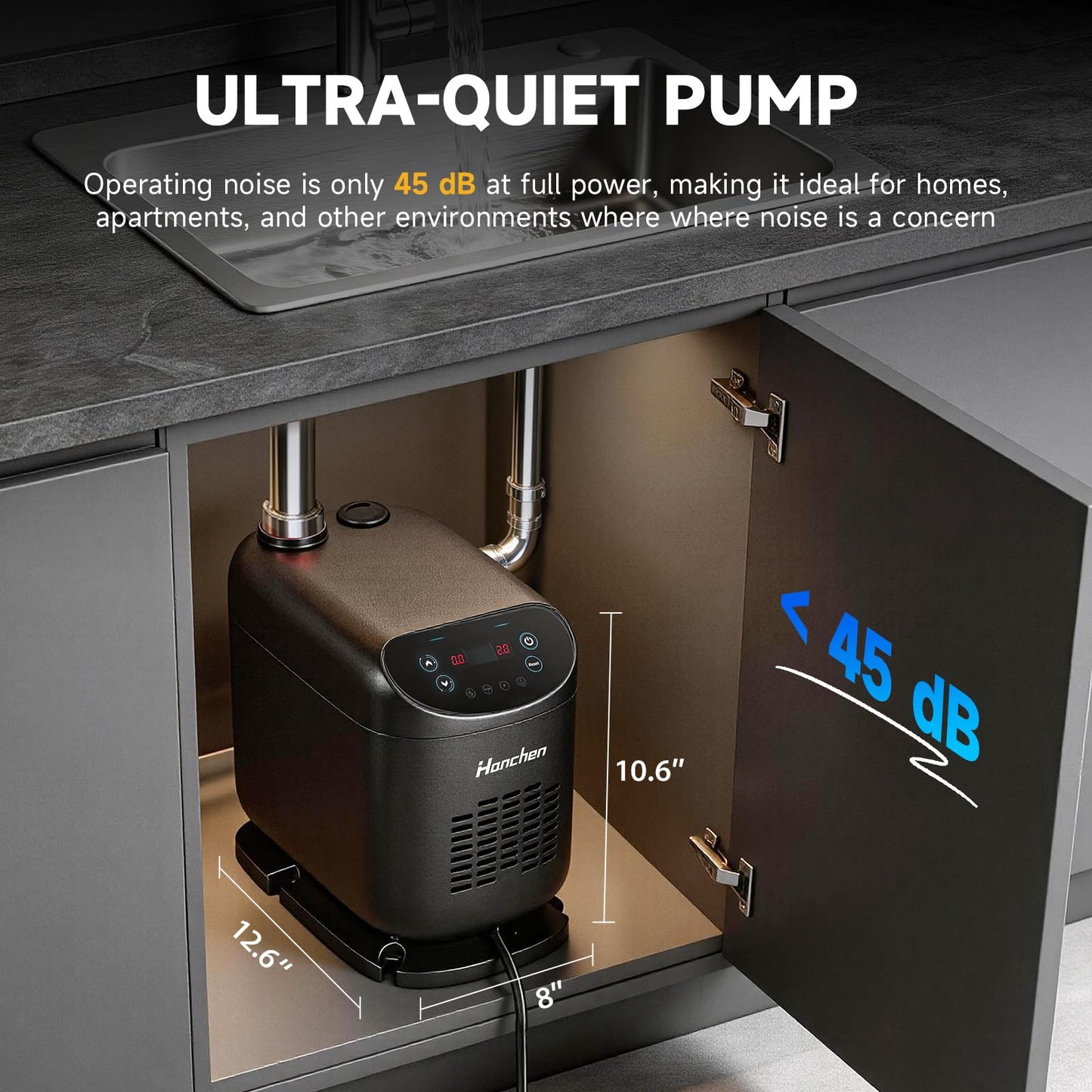 Hanchen Whole House Water Pressure Booster Pump, Adjustable Pressure, Variable Speed, Self-Priming, Built-in Check Valve for Home, Shallow Well, Shower, Garden