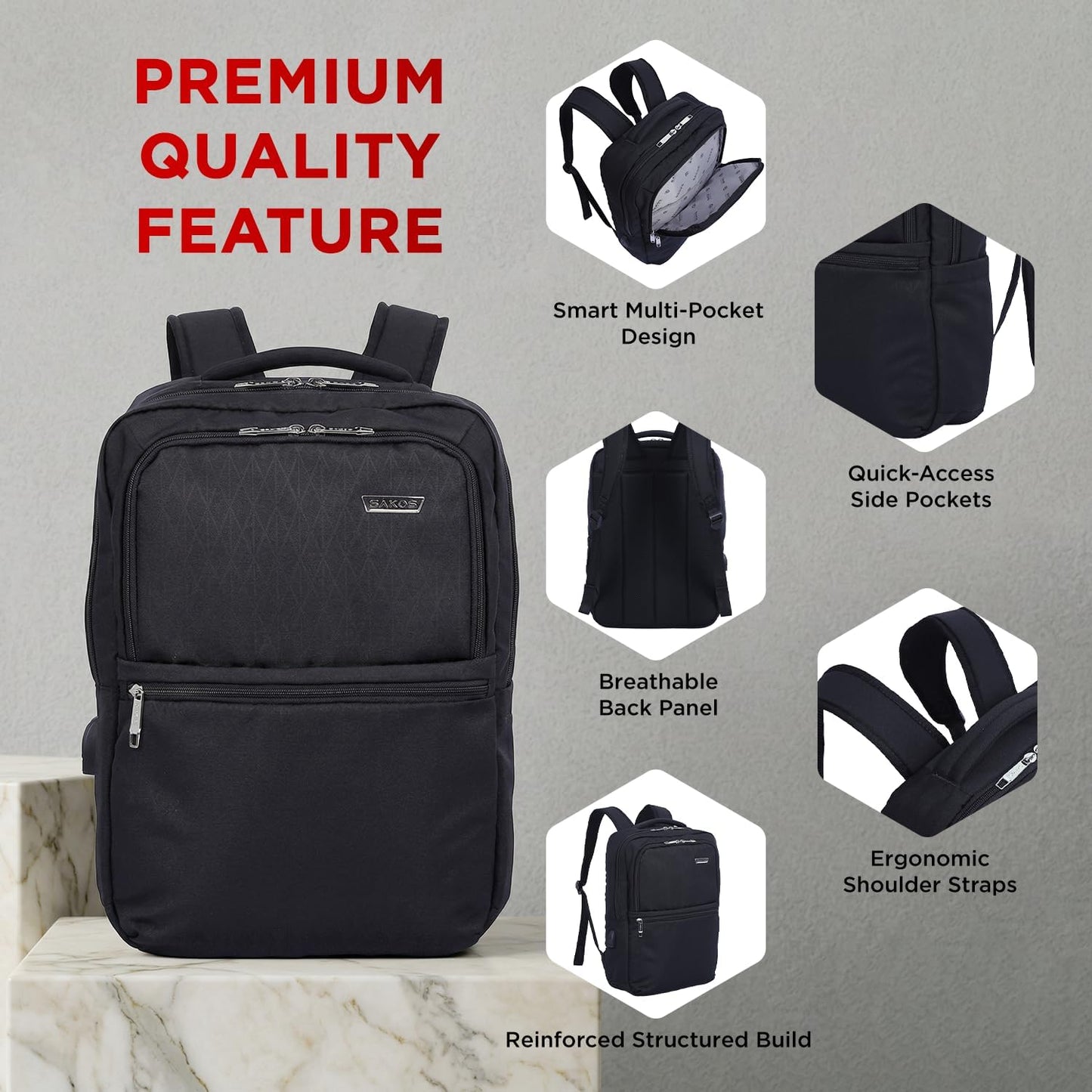 14 Inch Backpack SAKOS TRENDY Book Bags For Women, Laptop For Women, Business Professionals, Personal Item TSA