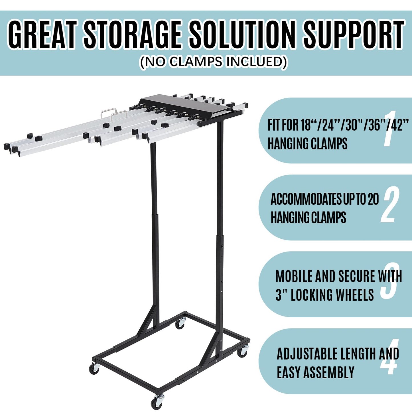 Estune Mobile Blueprint Storage Stand Rack Fits 18-24" Blueprint Clamps Large Document Storage Shelf for Construction Plans, Cad Drawings, Maps on Jobsite and Office (Without Hanging Clamps)
