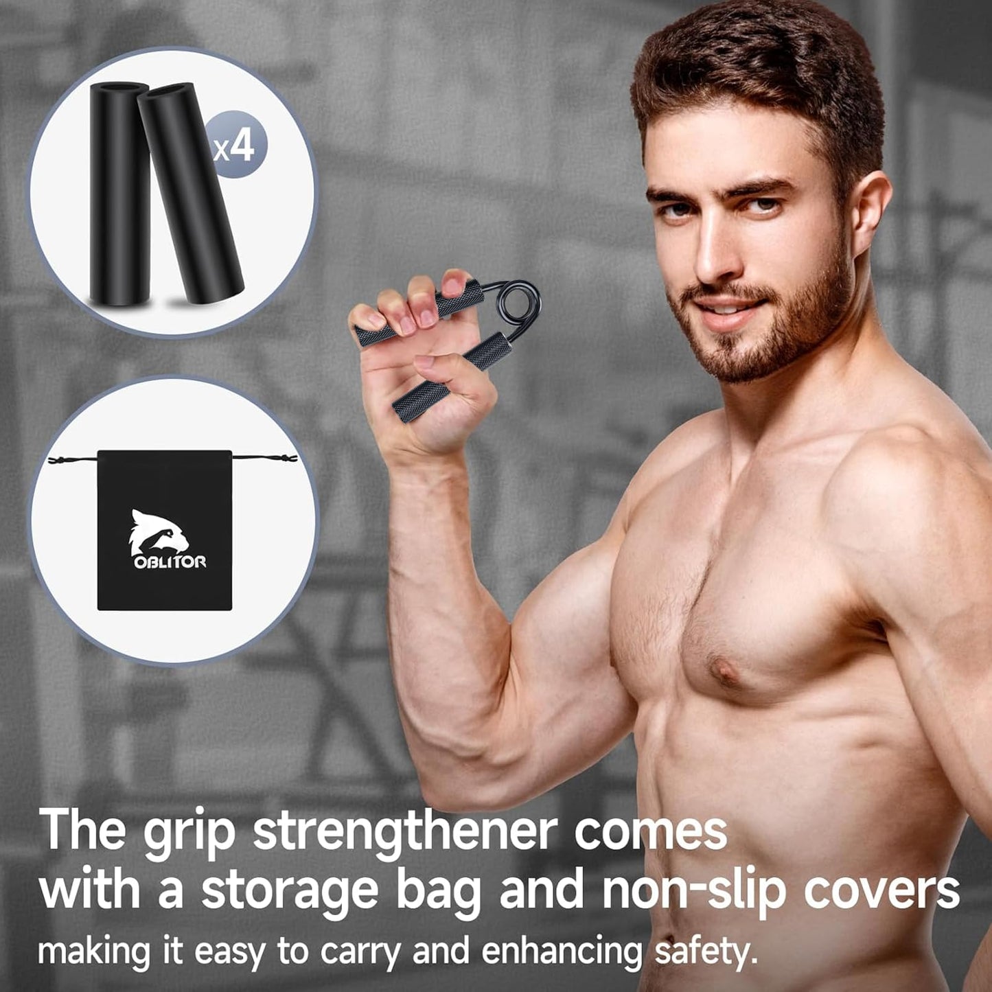 Oblitor Grip Strength Trainer 4 Pack,50LB-200LB Hand Exerciser Gripper Forearm Finger Strengthener Non-Slip Suitable for Hand Rehabilitation Finger Strength Training, Muscle Building, Home Gym